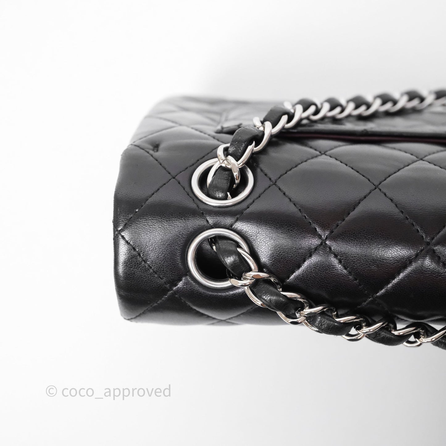 Chanel Small Classic Flap Quilted Black Lambskin Silver Hardware