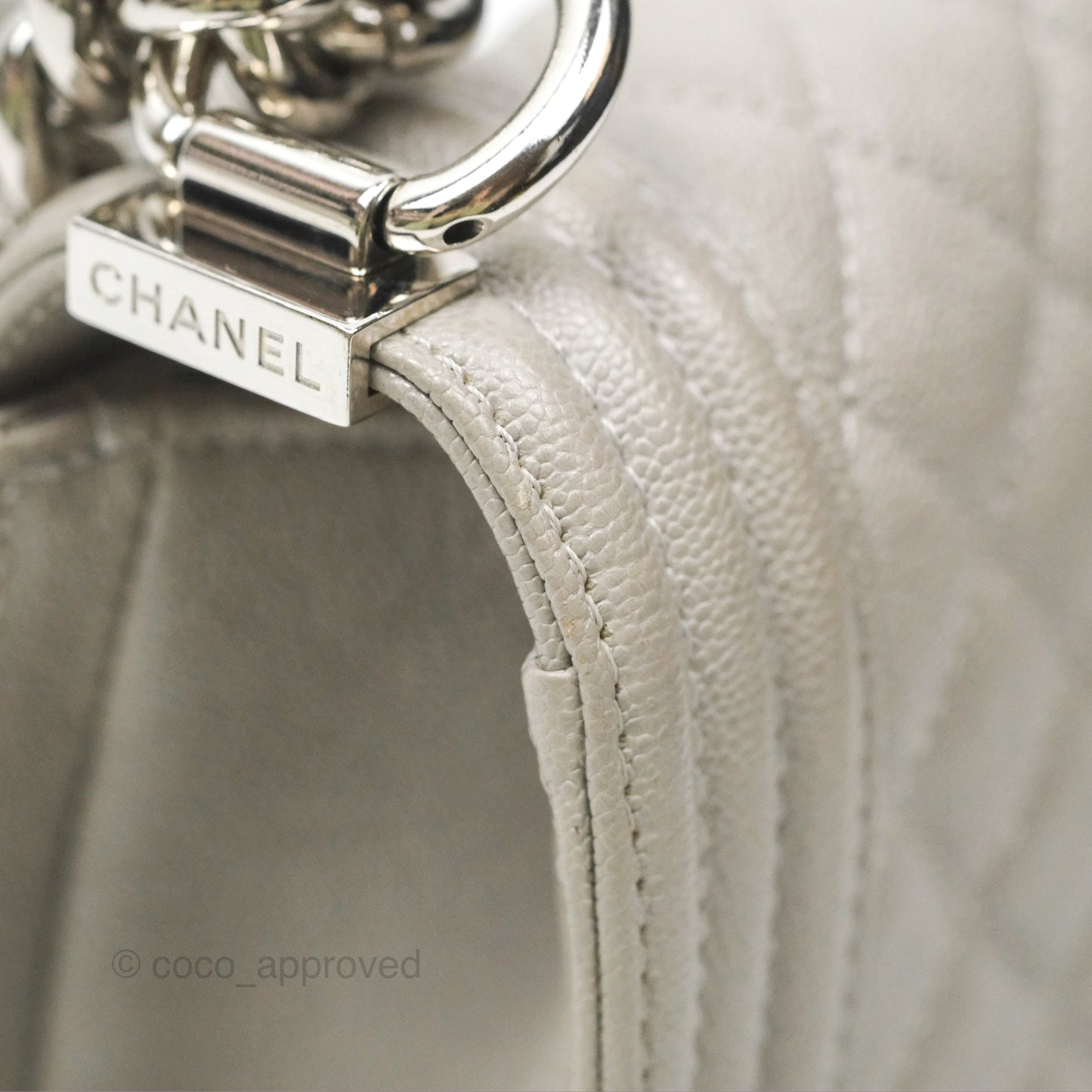 Chanel Small Boy Grey Caviar Silver Hardware