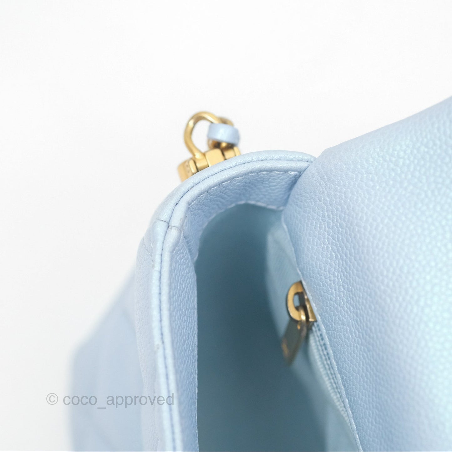 Chanel Quilted My Perfect Mini Iridescent Blue Caviar Aged Gold Hardware