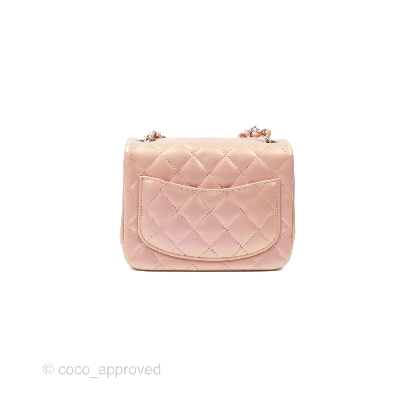 Chanel Mini Square Quilted Iridescent Pink Silver Hardware