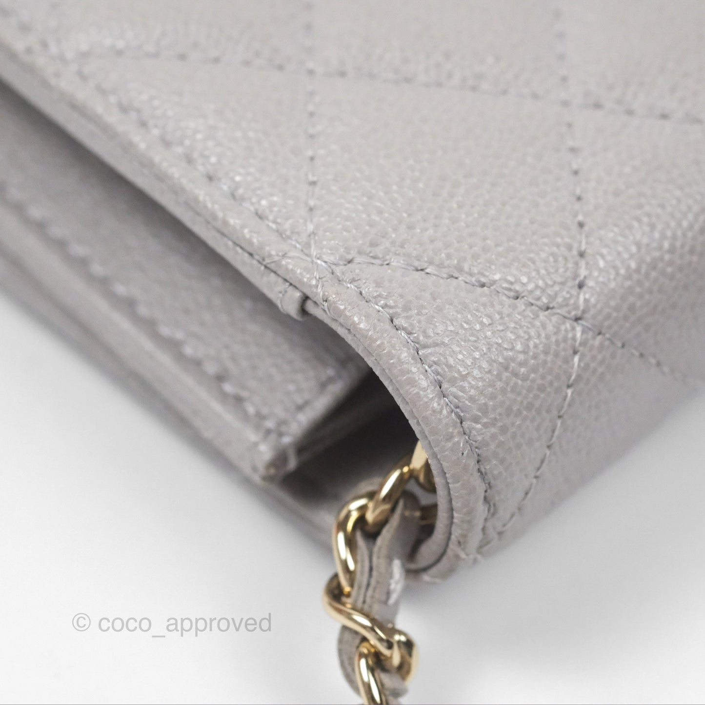 Chanel Quilted Phone Holder Grey Caviar Gold Hardware