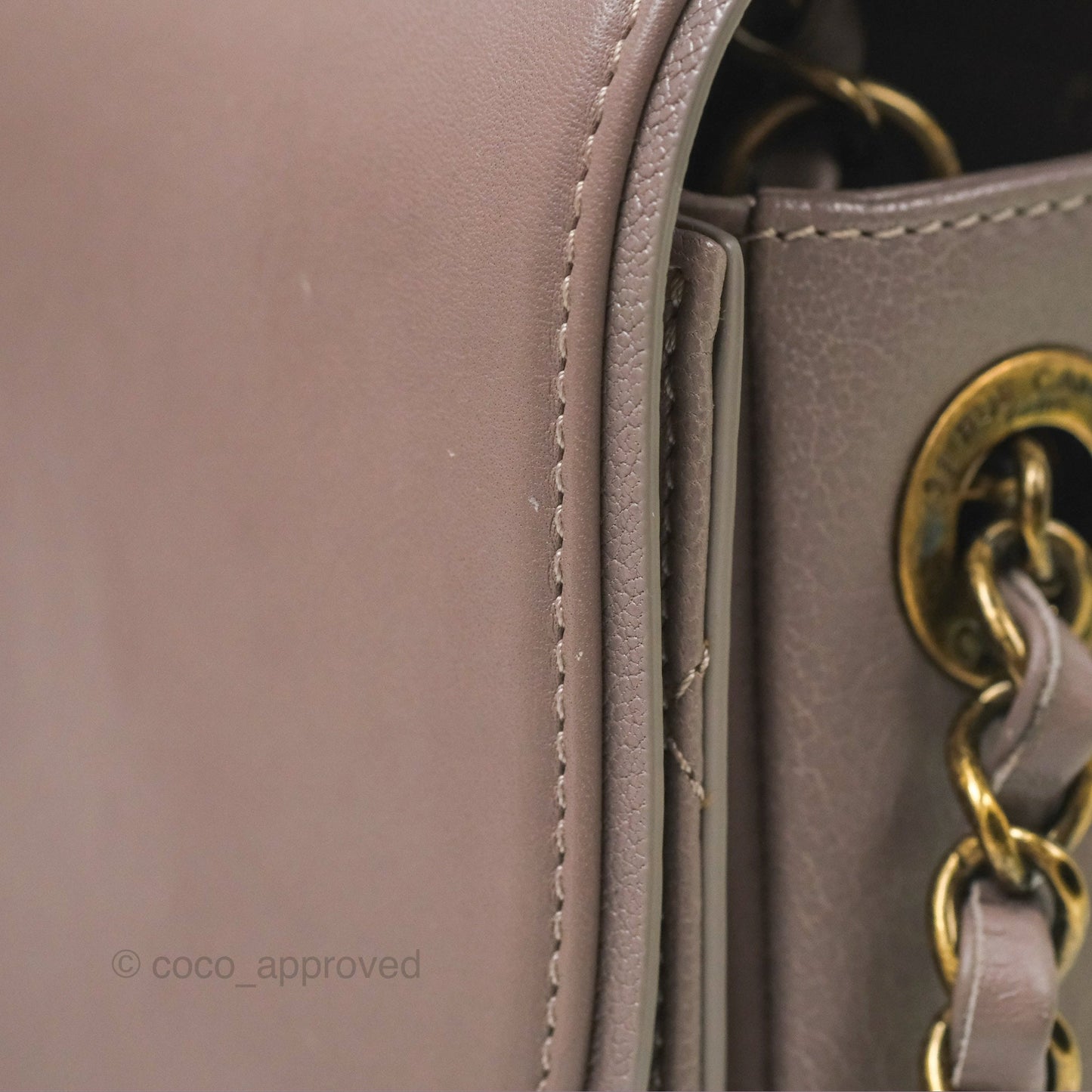 Chanel Coco Curve Flap Burnished Lilac Grey Calfskin Goatskin Antique Gold Hardware