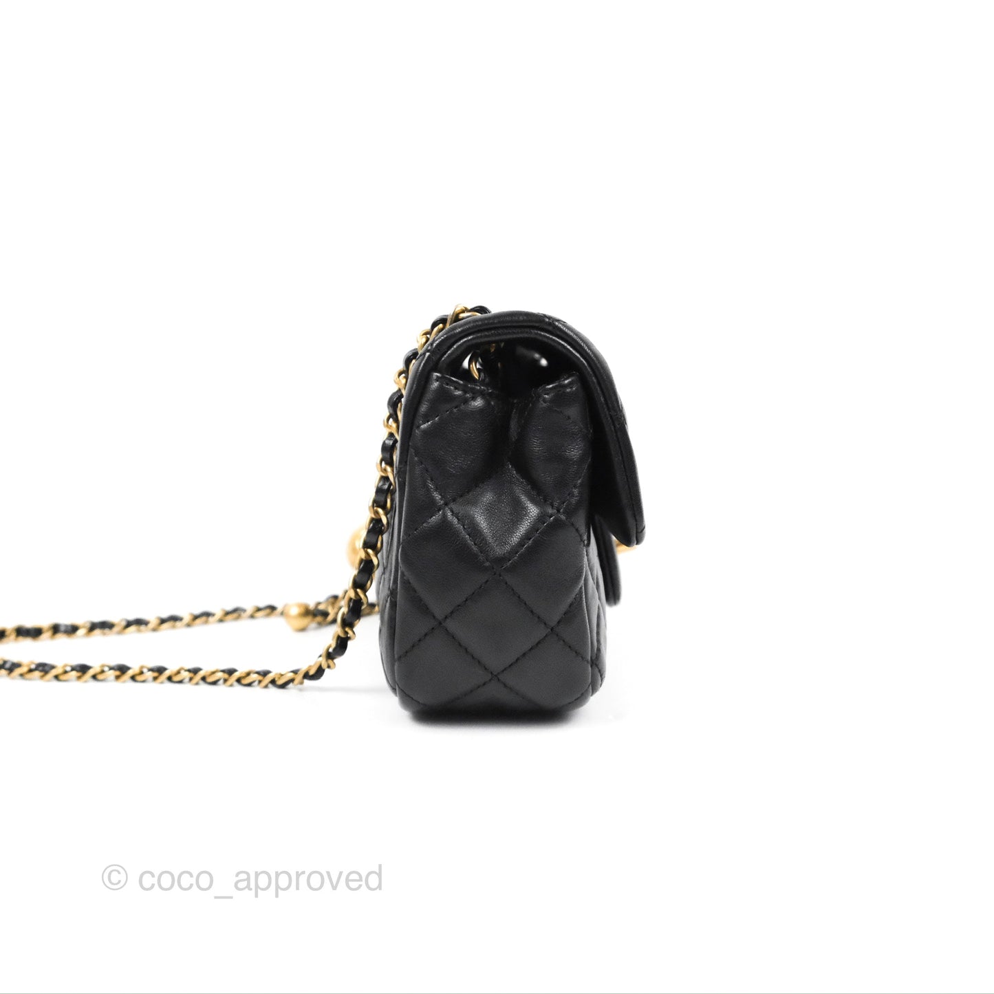 Chanel Mini Rectangular Pearl Crush Black Lambskin Aged Gold Hardware