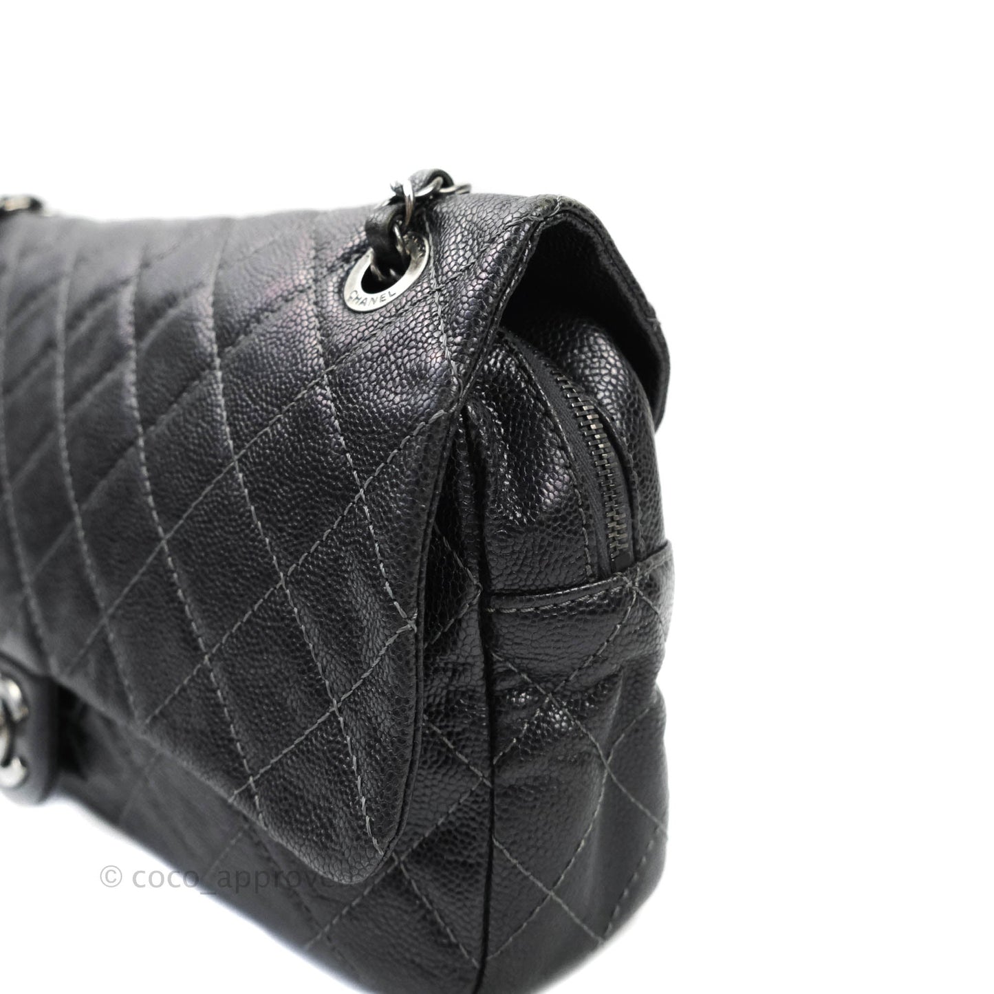 Chanel Jumbo Easy Flap Bag Caviar Dark Grey Ruthenium Hardware