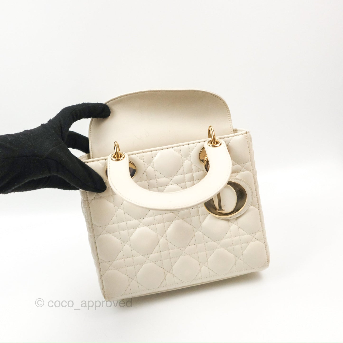 Christian Dior My ABCDior Lady Dior White Cannage Lambskin Gold Hardware