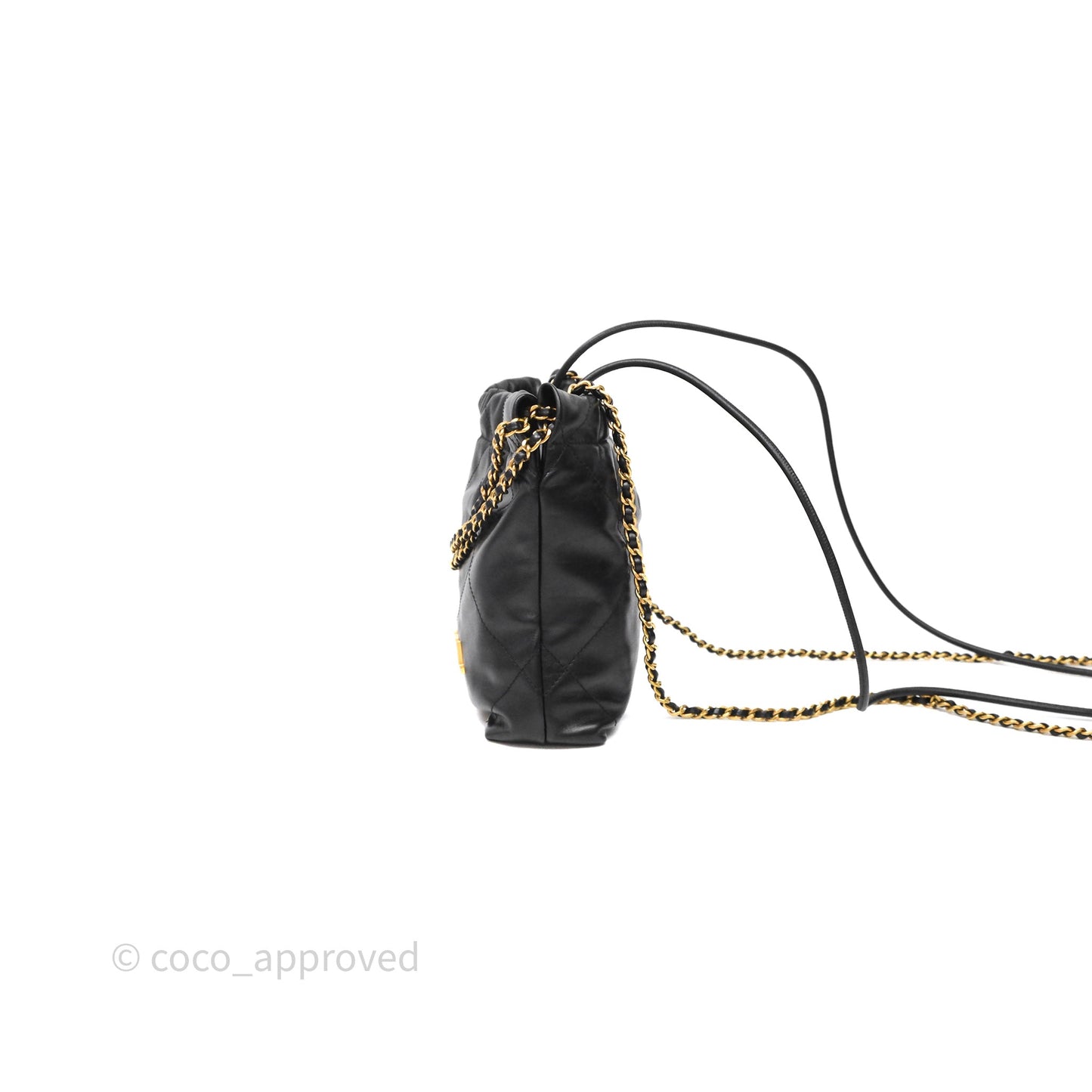 Chanel 22 Mini Bag Black Crumpled Calfskin Aged Gold Hardware