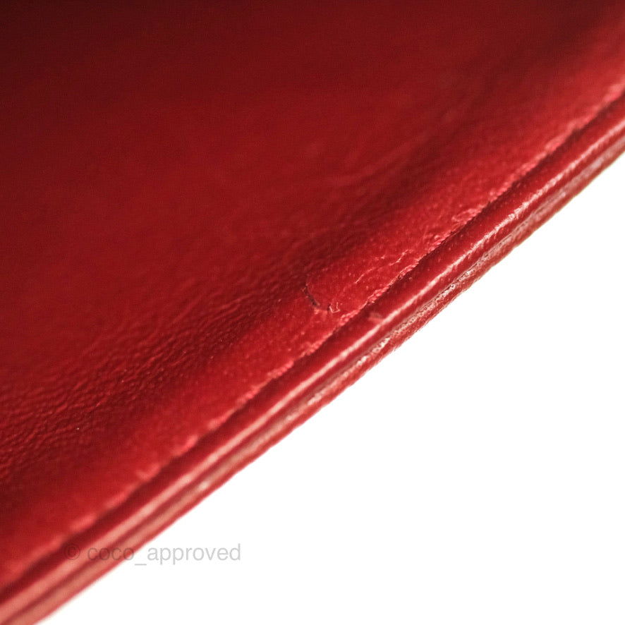 Chanel Classic M/L Medium Double Flap Dark Red Caviar Silver Hardware