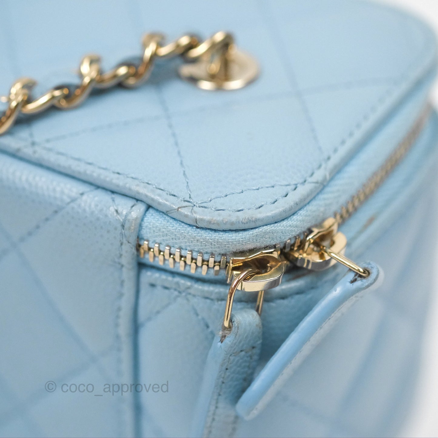 Chanel Classic Vanity With Chain Blue Caviar Gold Hardware