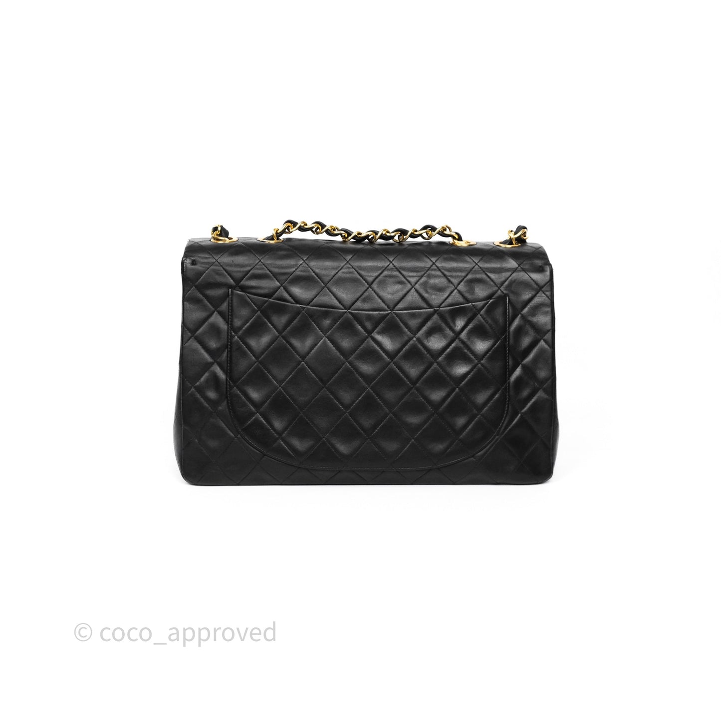 Chanel Vintage XL Jumbo Single Flap Black Lambskin 24K Gold Hardware
