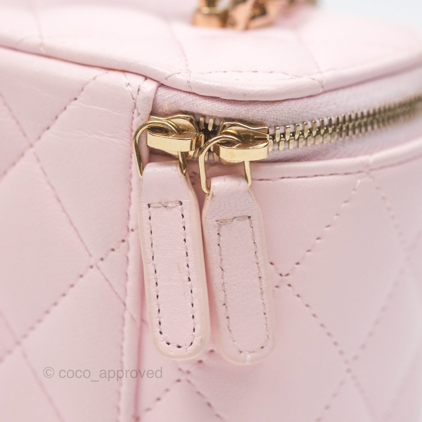 Chanel Vanity Rectangular Top Handle Light Pink Lambskin Gold Hardware