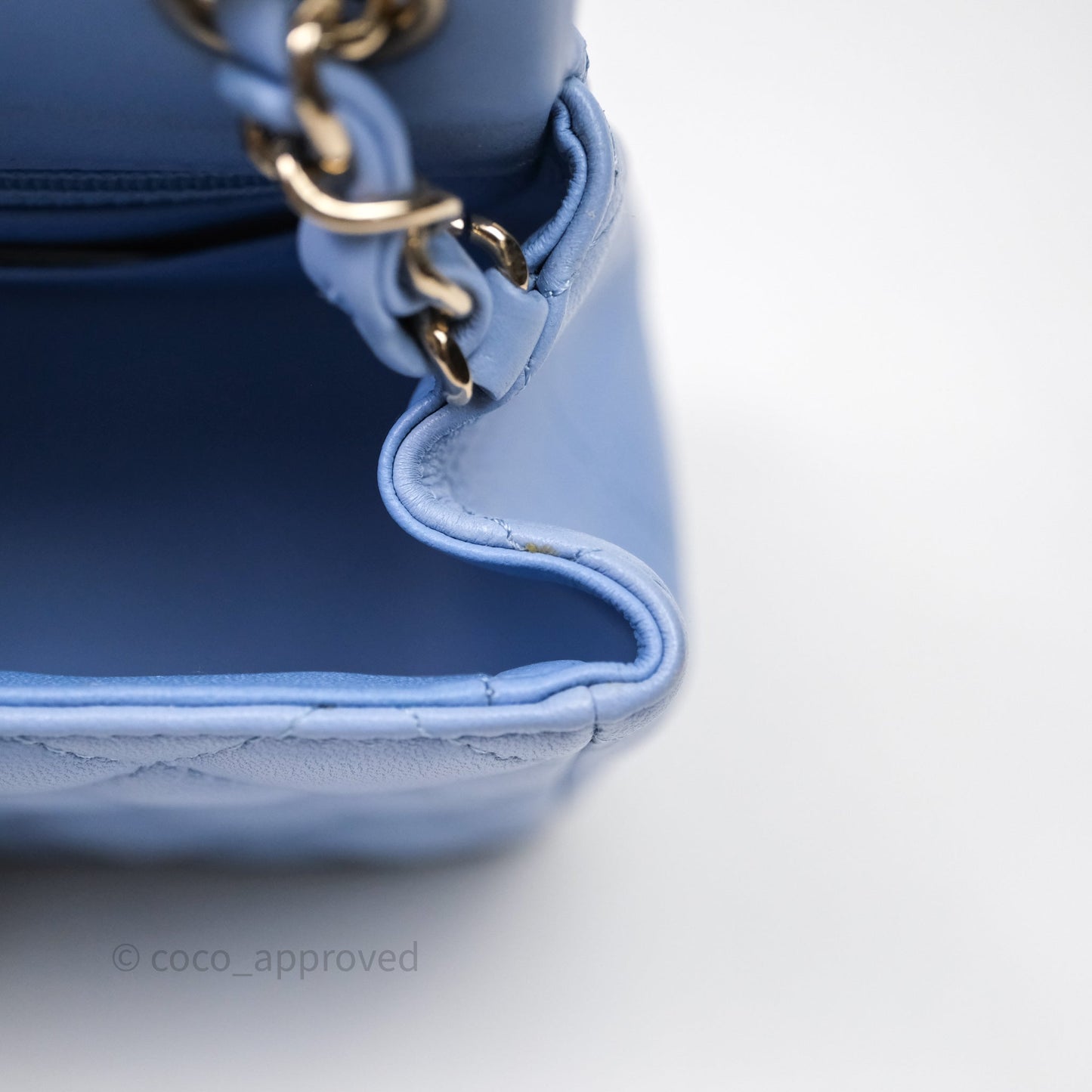 Chanel Mini Square Quilted Sky Blue Lambskin Gold Hardware