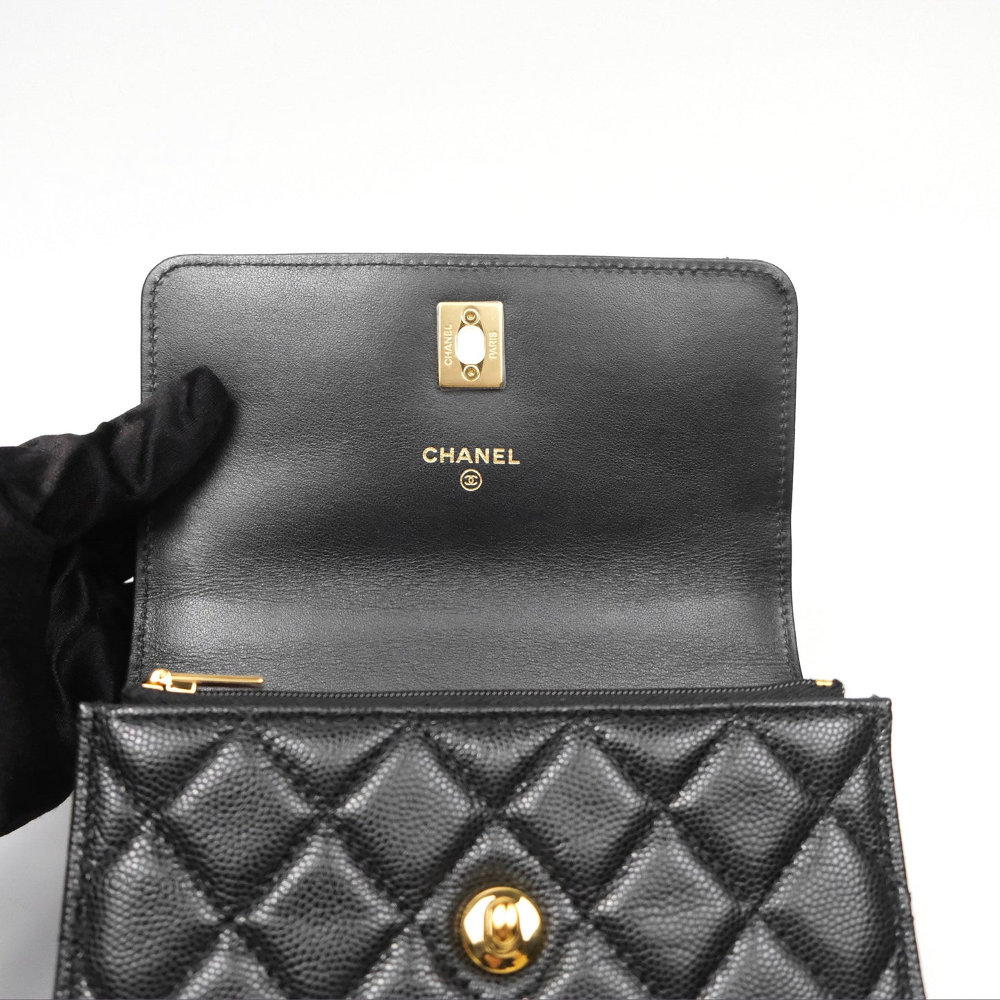 Chanel Mini WOC Bag Charm Black Caviar Gold Hardware