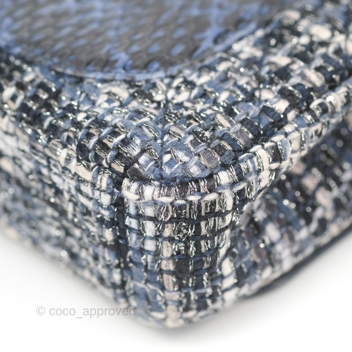 Chanel Quilted Small CC Filigree Flap Navy Tweed Python 18S
