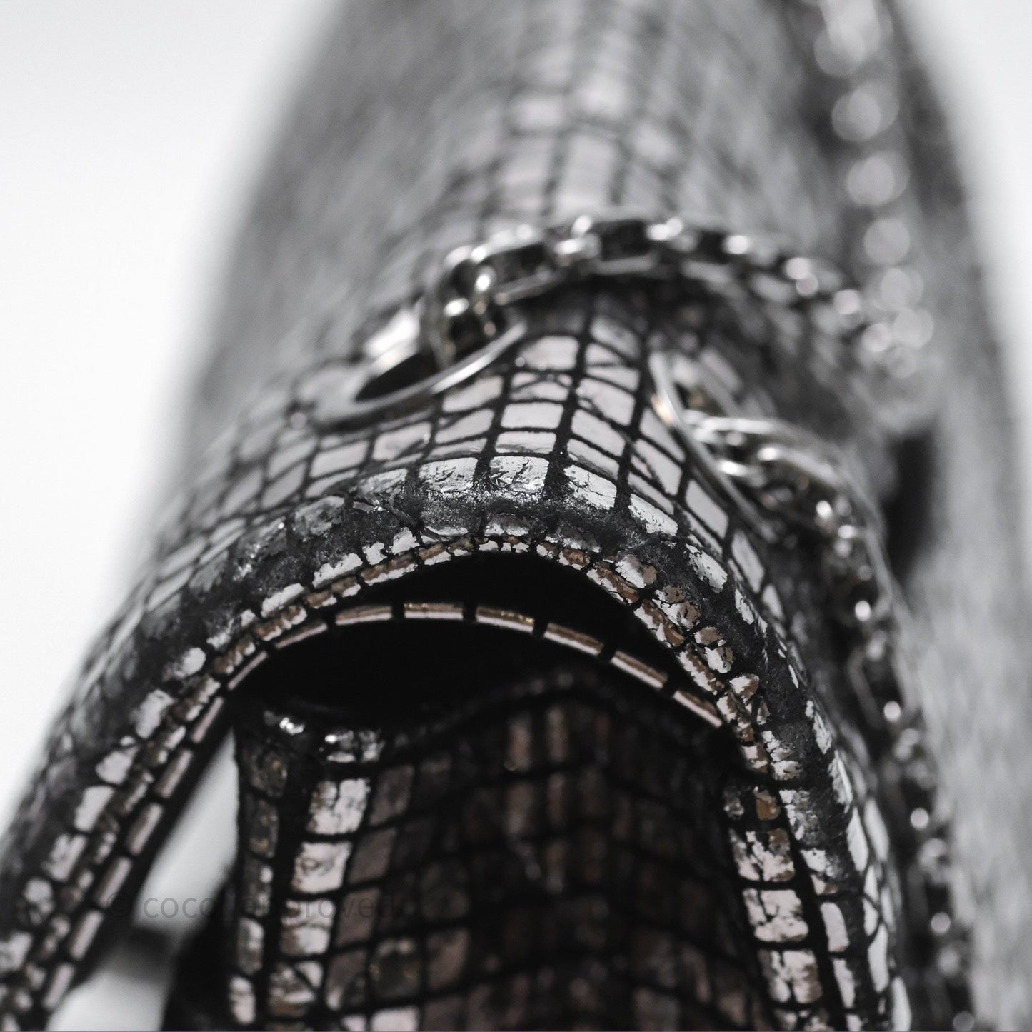 Chanel Mirror Reissue 2.55 Quilted Silver Suede Calfskin Gun Metal Hardware