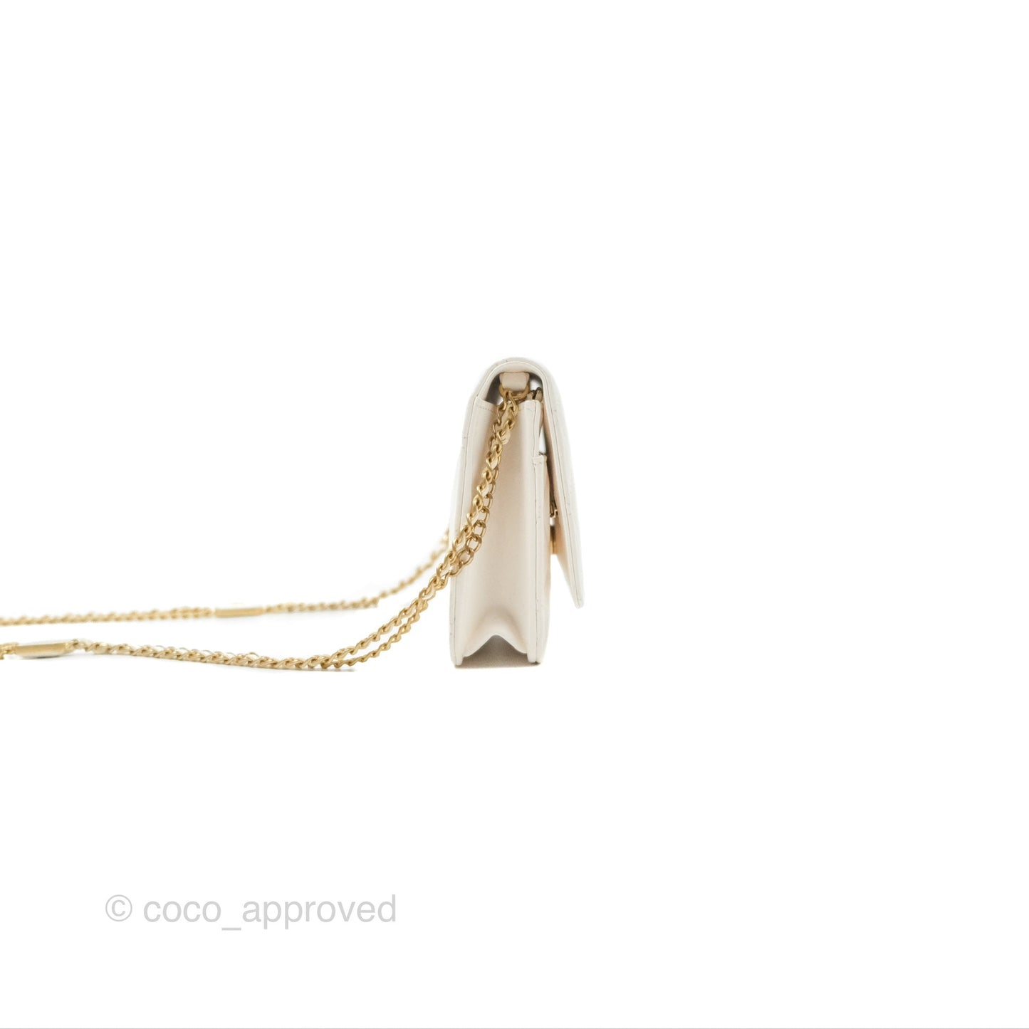 Chanel Quilted WOC White Lambskin Gold Hardware With Charms
