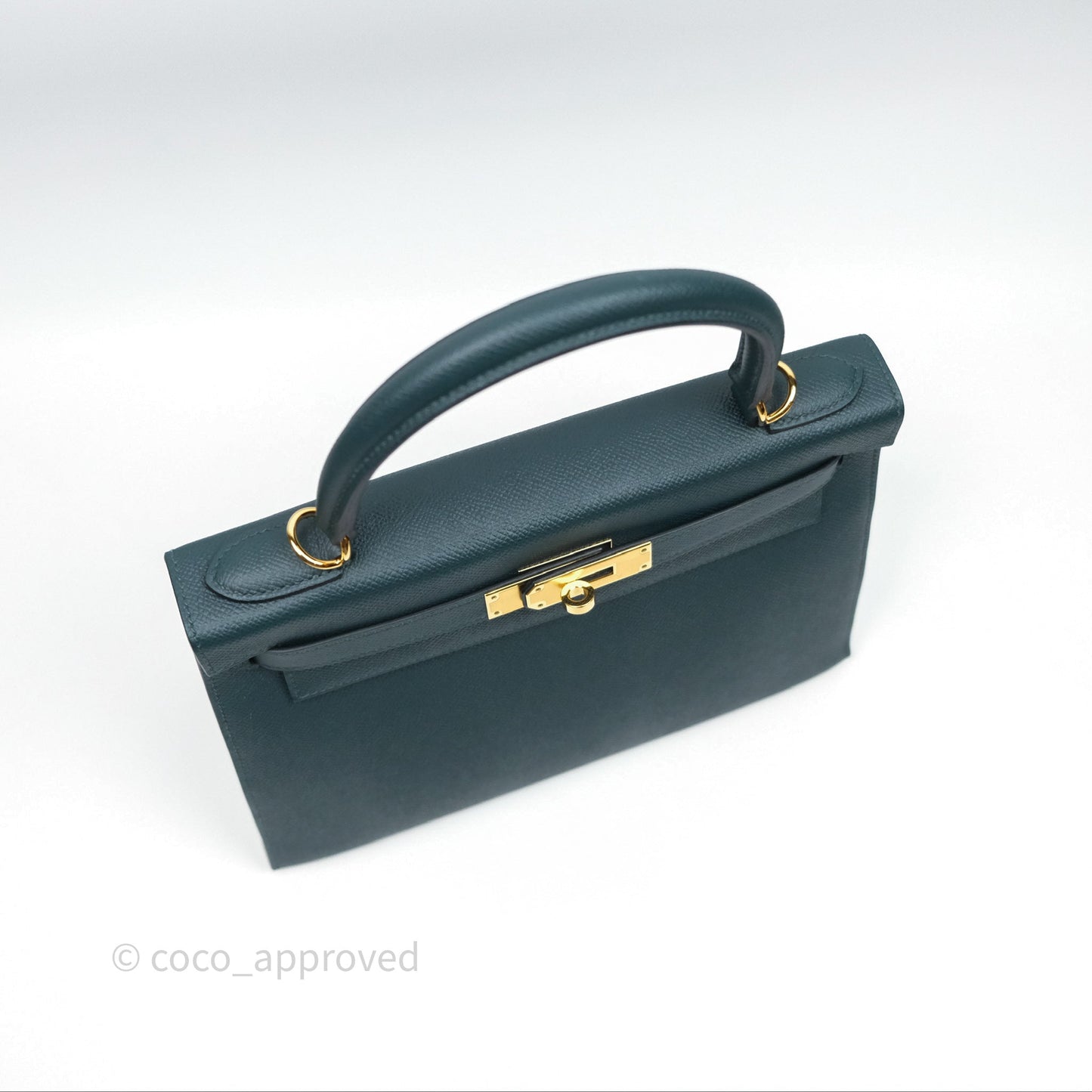 Hermès Kelly 28 Sellier Vert Cypres 6O Epsom Gold Hardware