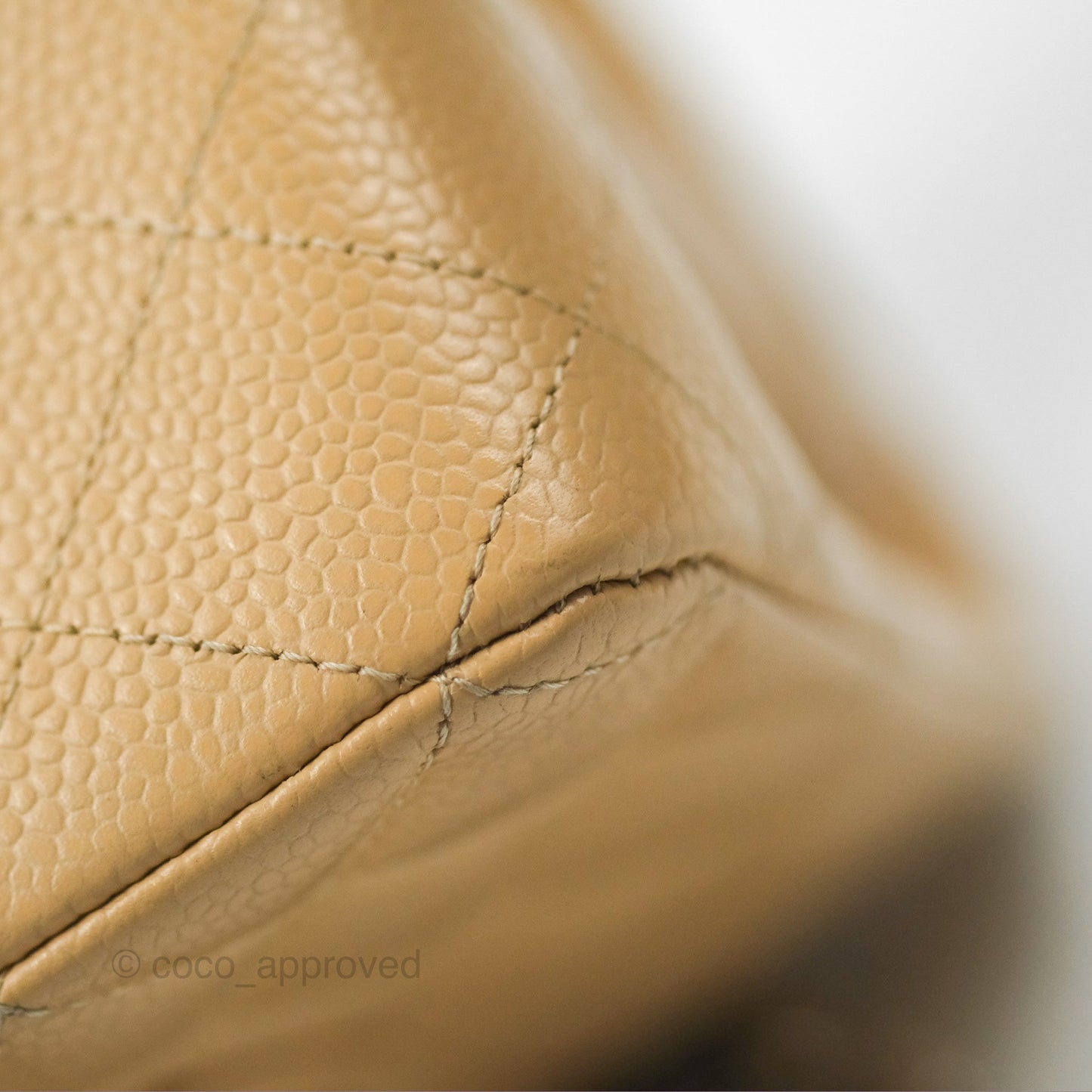 Chanel Classic M/L Medium Flap Quilted Beige Caviar Silver Hardware