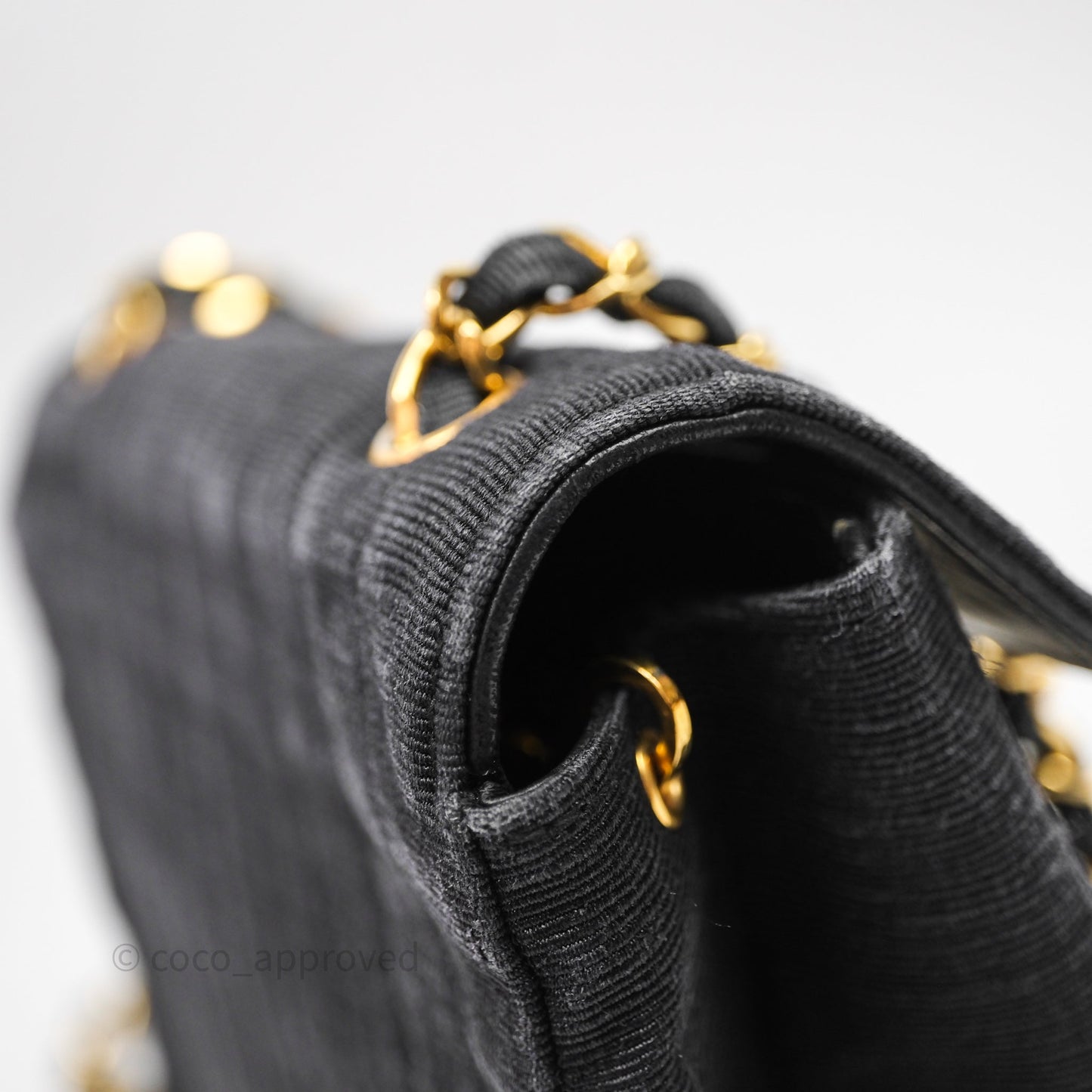 Chanel Vintage Small Flap Bag Black Grosgrain 24K Gold Hardware
