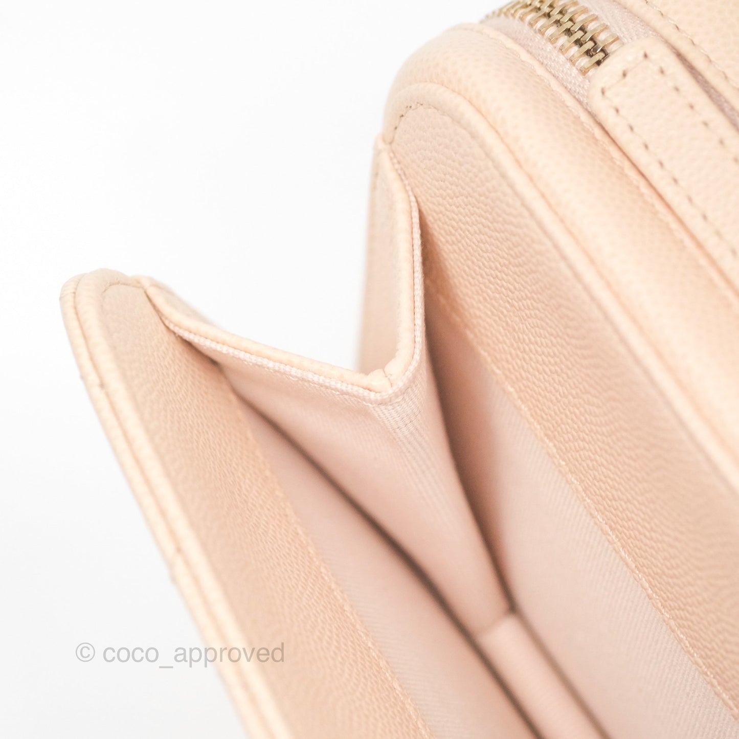Chanel Quilted Small Like The Wallet Flap Light Beige Pink Caviar Light Gold Hardware 22C