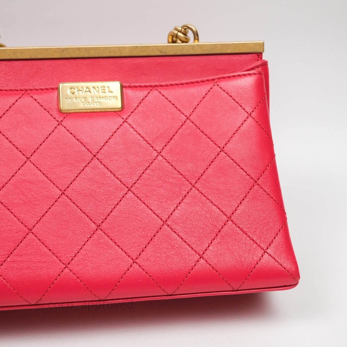 Chanel Small Coco Luxe Flap Bag Red Calfskin Aged Gold Hardware