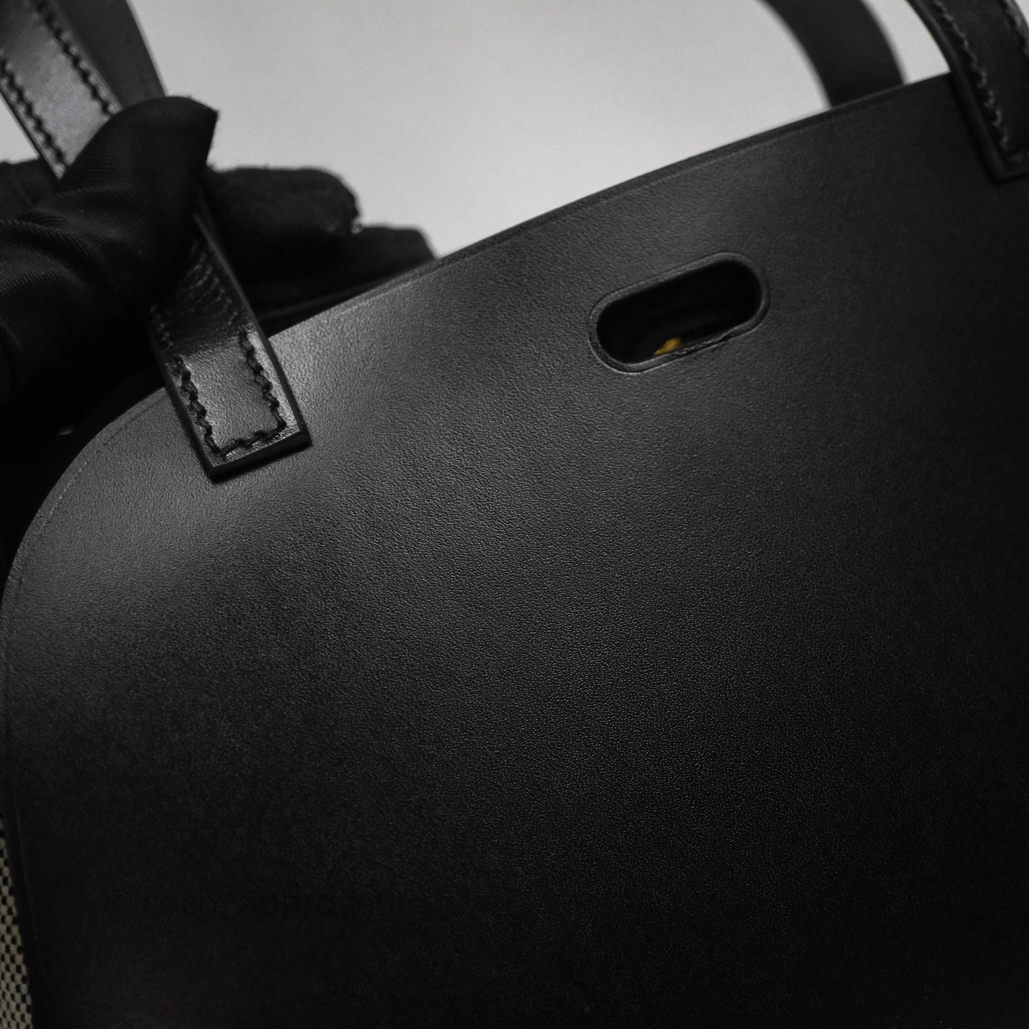 Hermès Tablier Sellier Noir 89/Ecru Swift Calfskin/H canvas Bag Gold Hardware