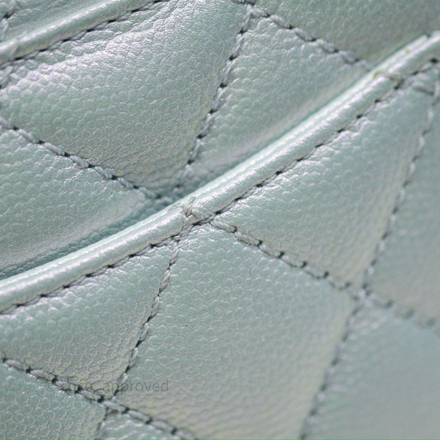 Chanel Mini Coco Handle Quilted Iridescent Light Blue Caviar Rainbow Hardware