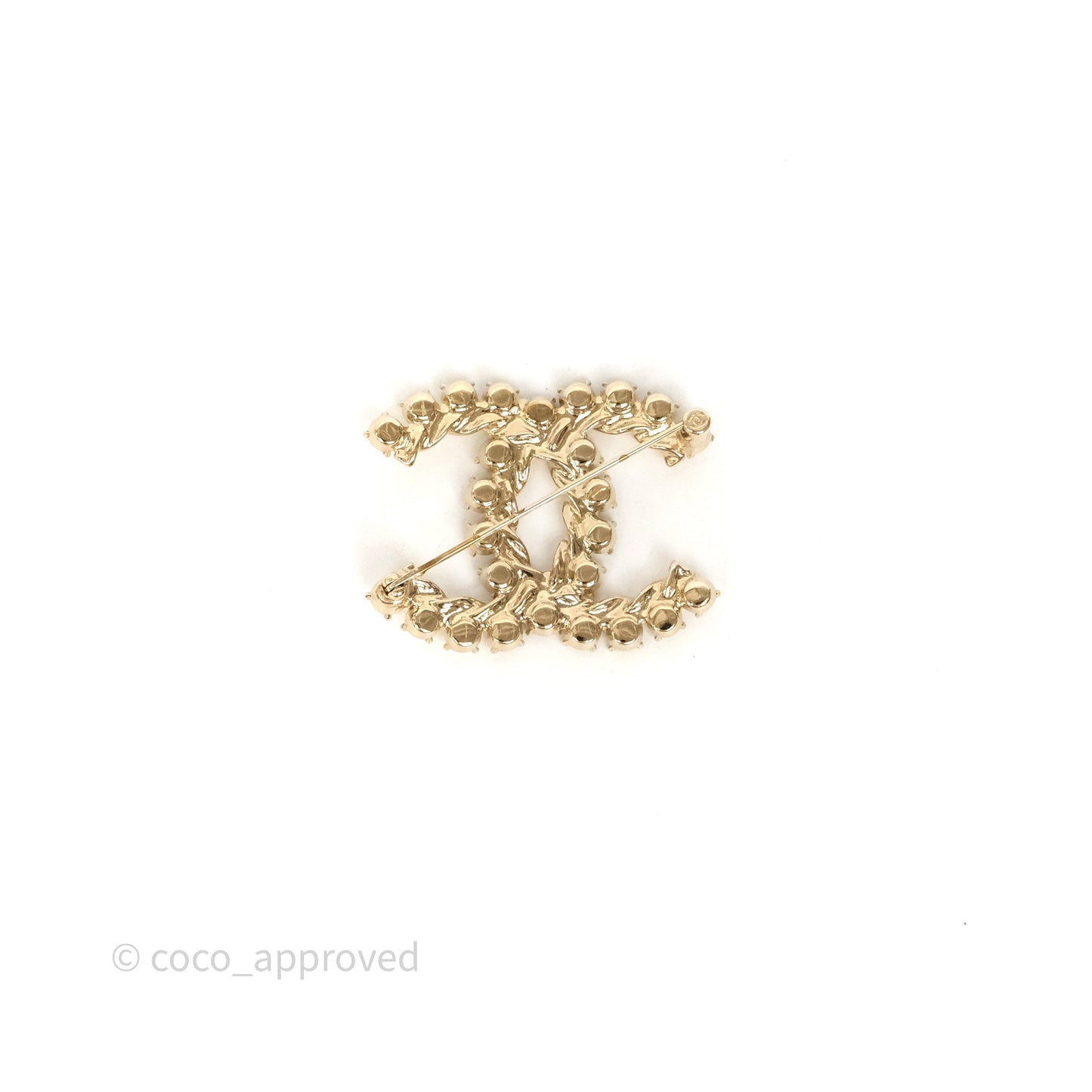Chanel Crystal CC Brooch Gold Tone 21C