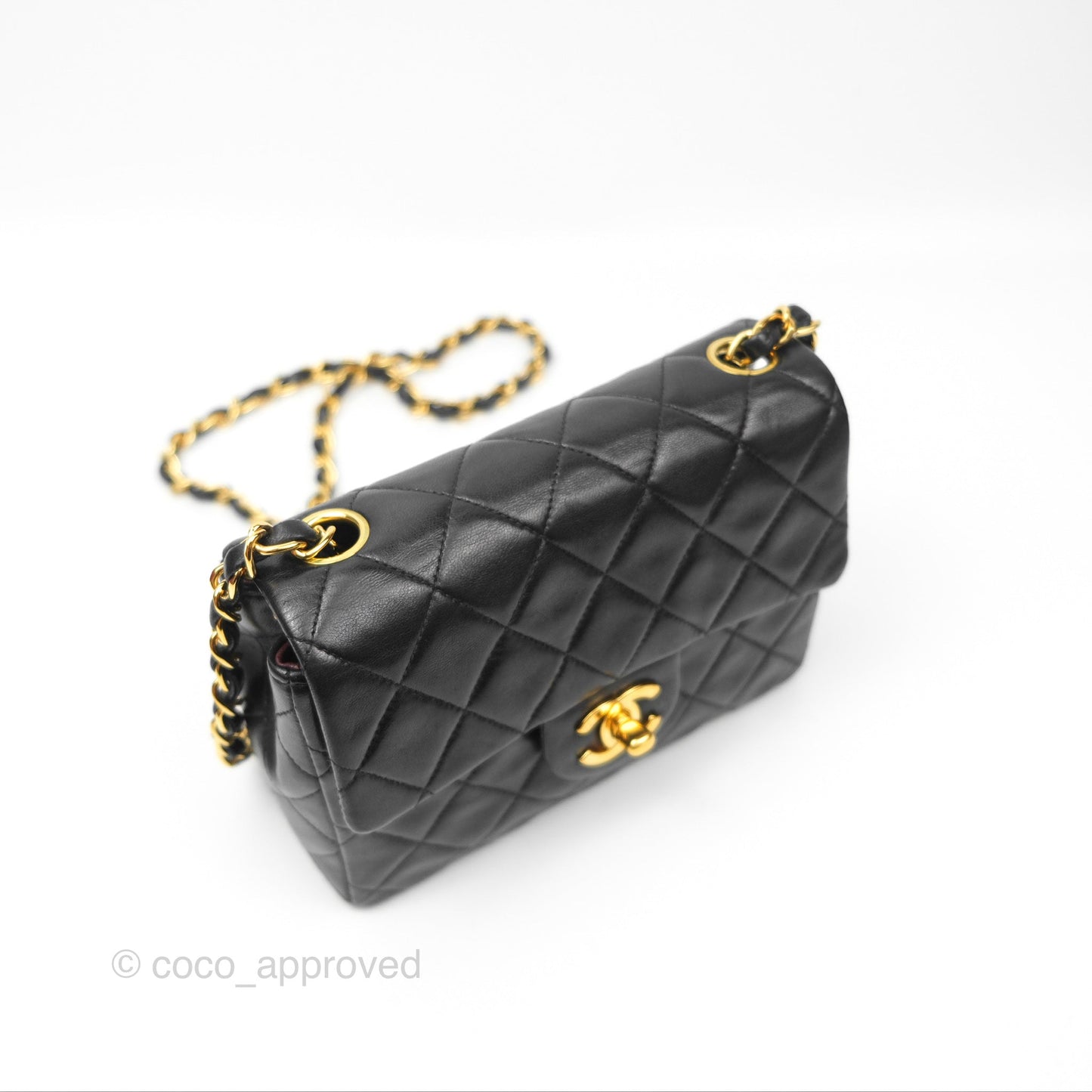 Chanel Vintage Mini Square Black Lambskin 24K Gold Hardware