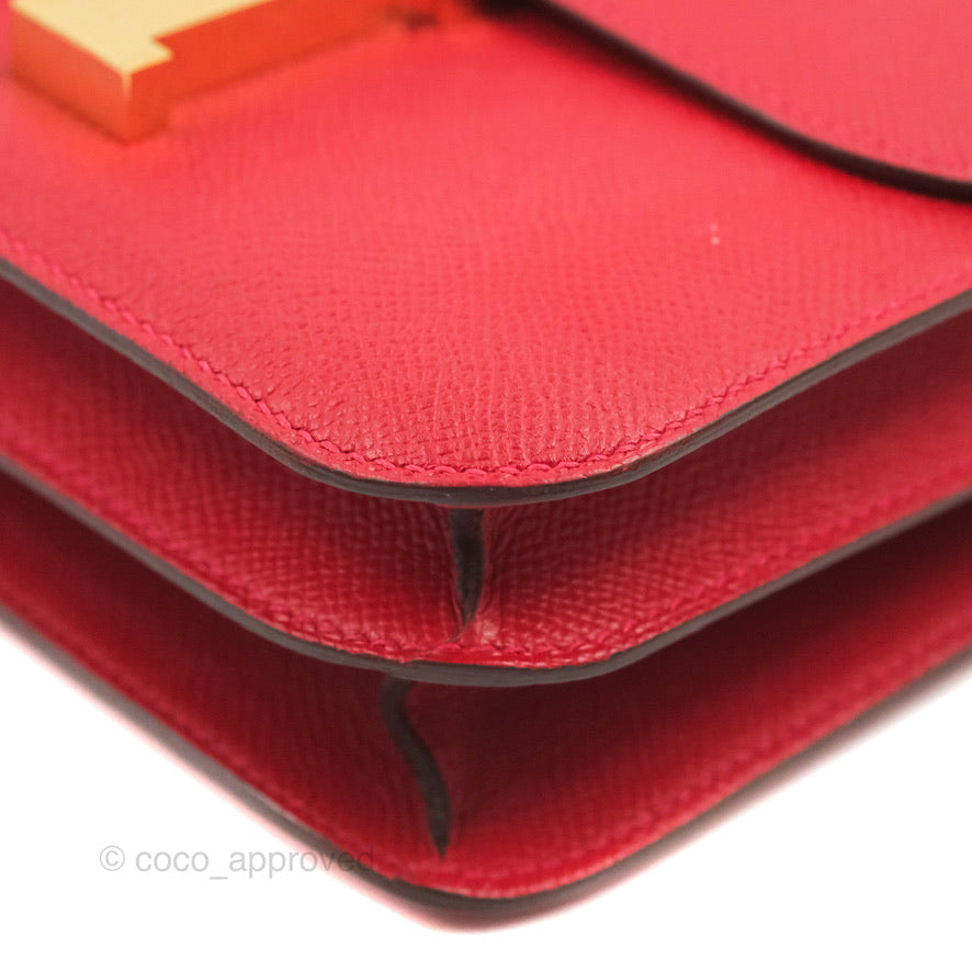 Hermès Constance 24 Rouge Casaque Epsom Gold Hardware