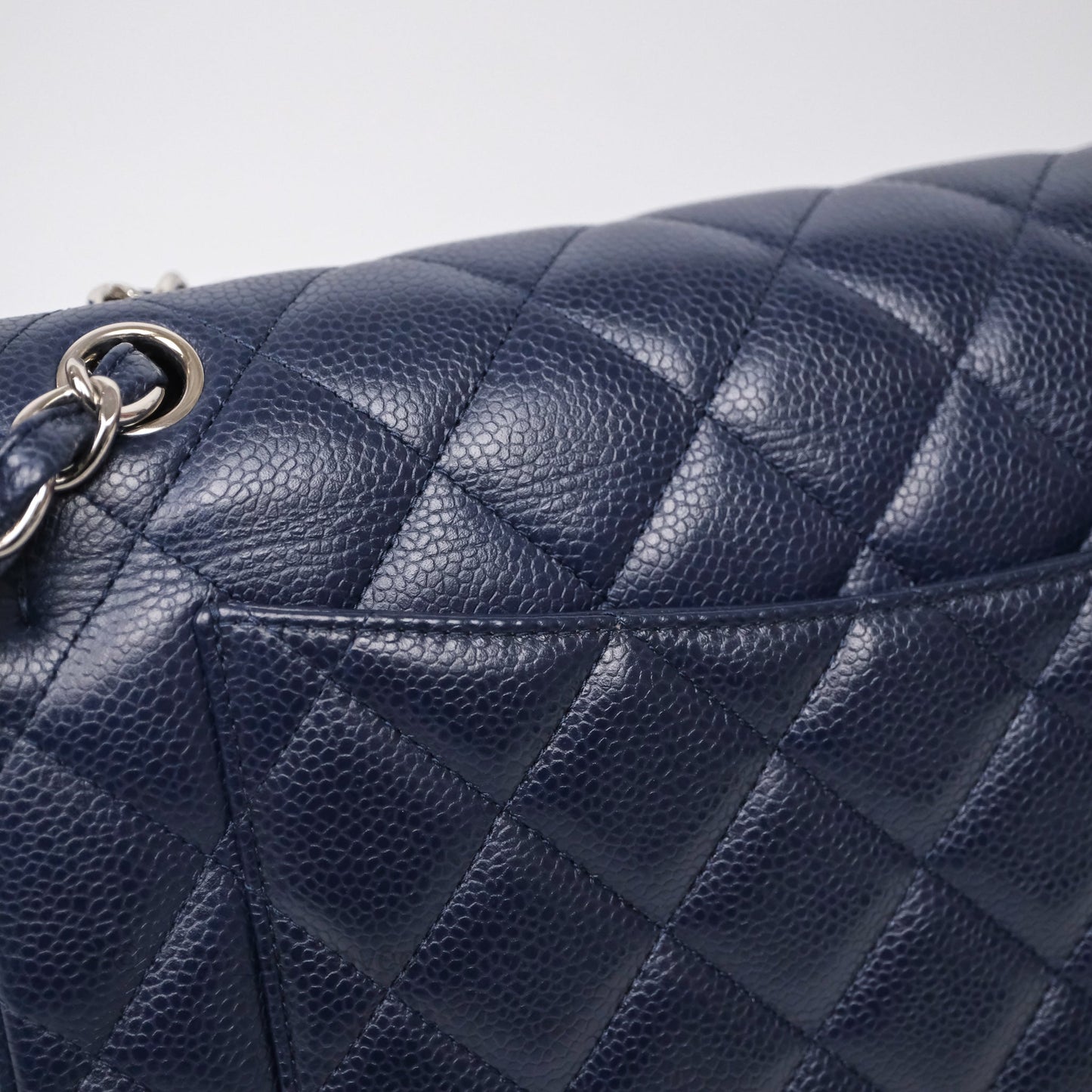 Chanel Jumbo Double Flap Navy Caviar Silver Hardware⁣⁣