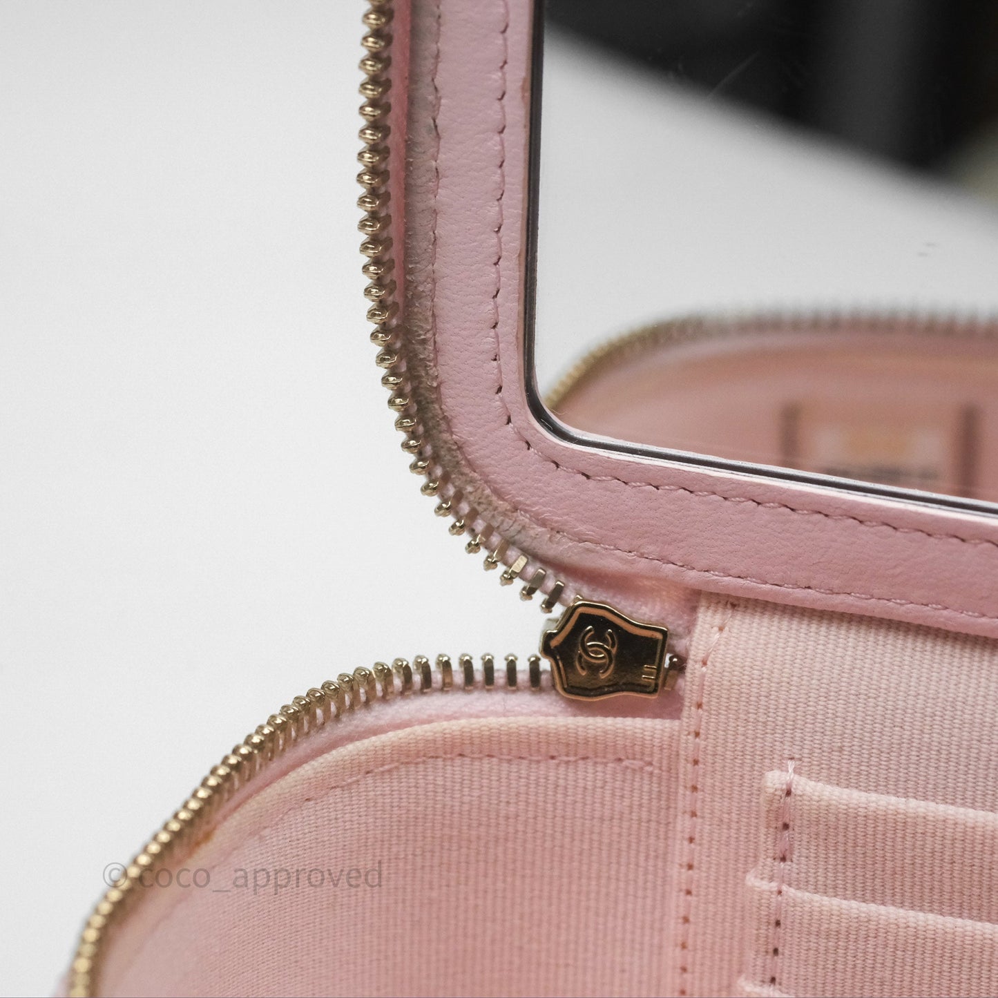 Chanel Vanity Rectangular Top Handle Light Pink Lambskin Gold Hardware