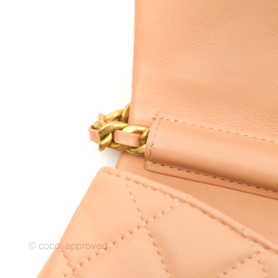 Chanel Clutch with Chain Beige Pink Calfskin Aged Gold Hardware