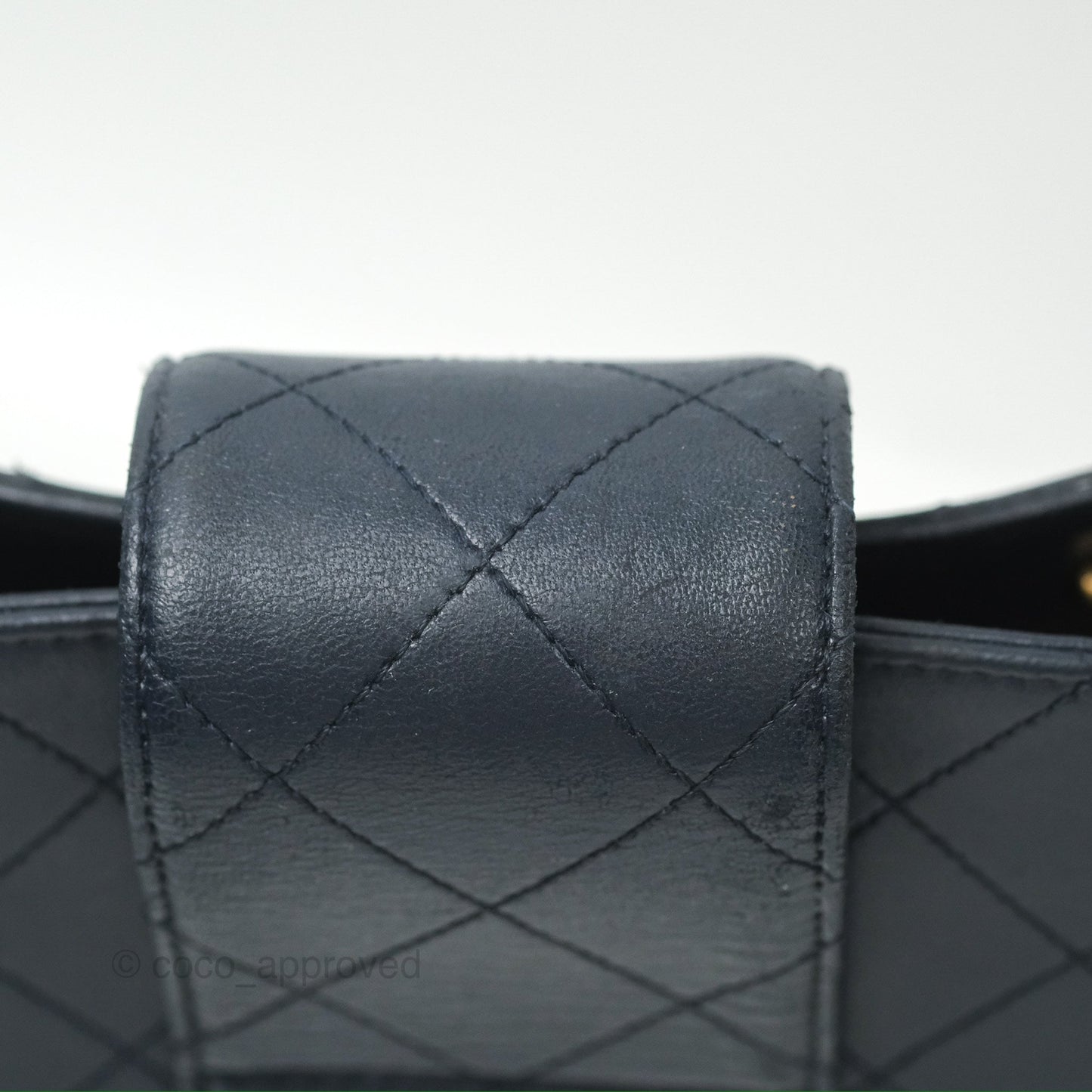 Chanel Medium Around The Corner Shopping Tote Navy Lambskin