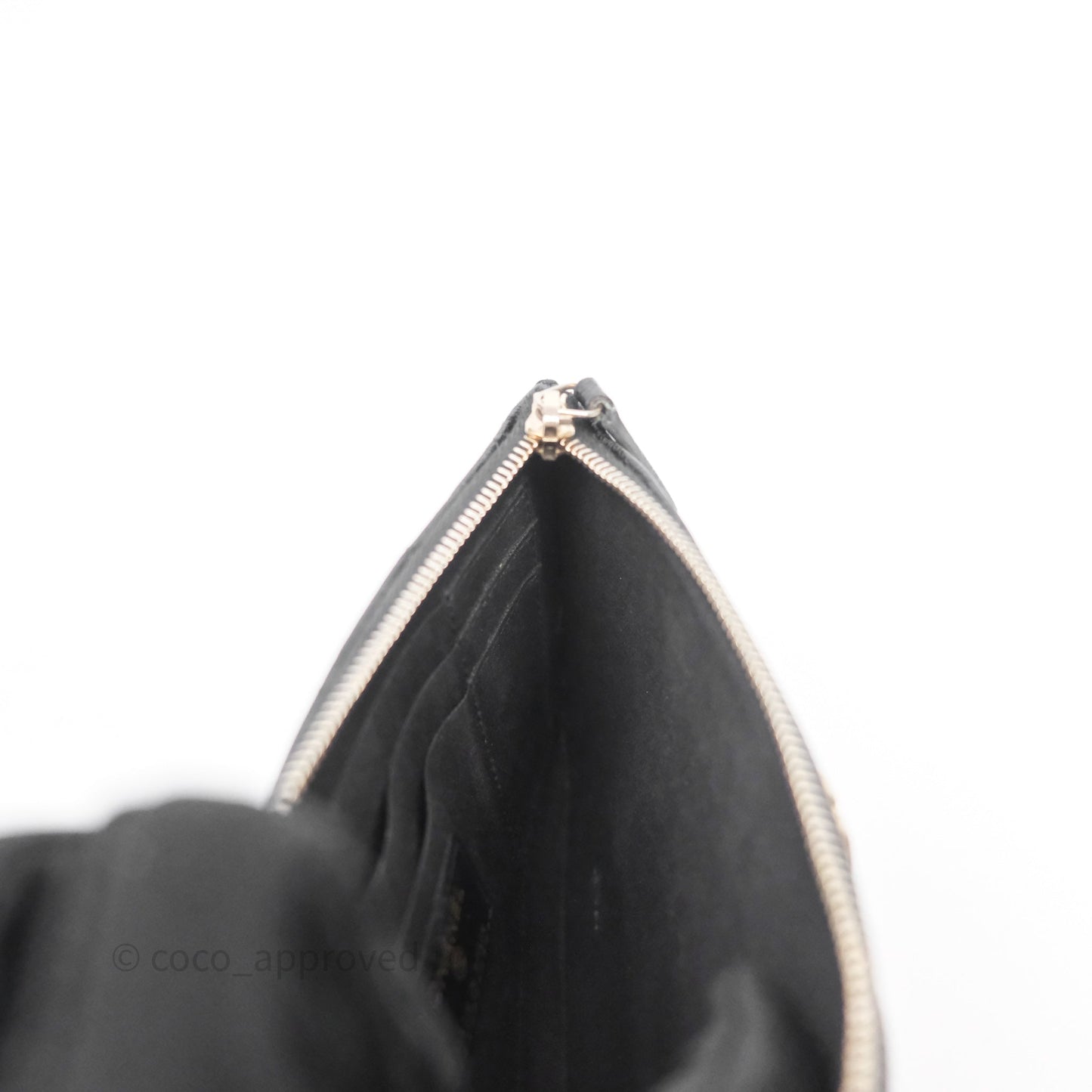 Chanel Boy Zip Long Wallet Black Caviar Gold Hardware