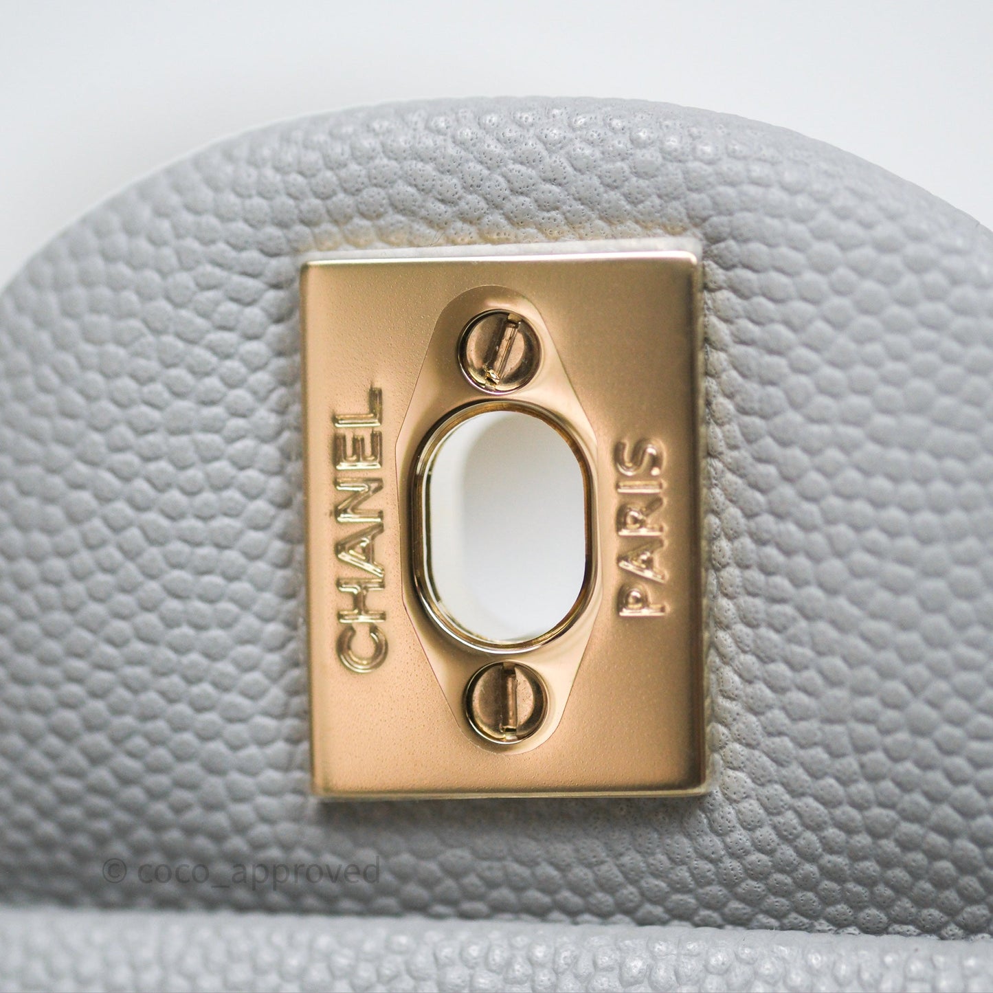 Chanel Small Classic Flap Quilted Grey Caviar Gold Hardware 21A