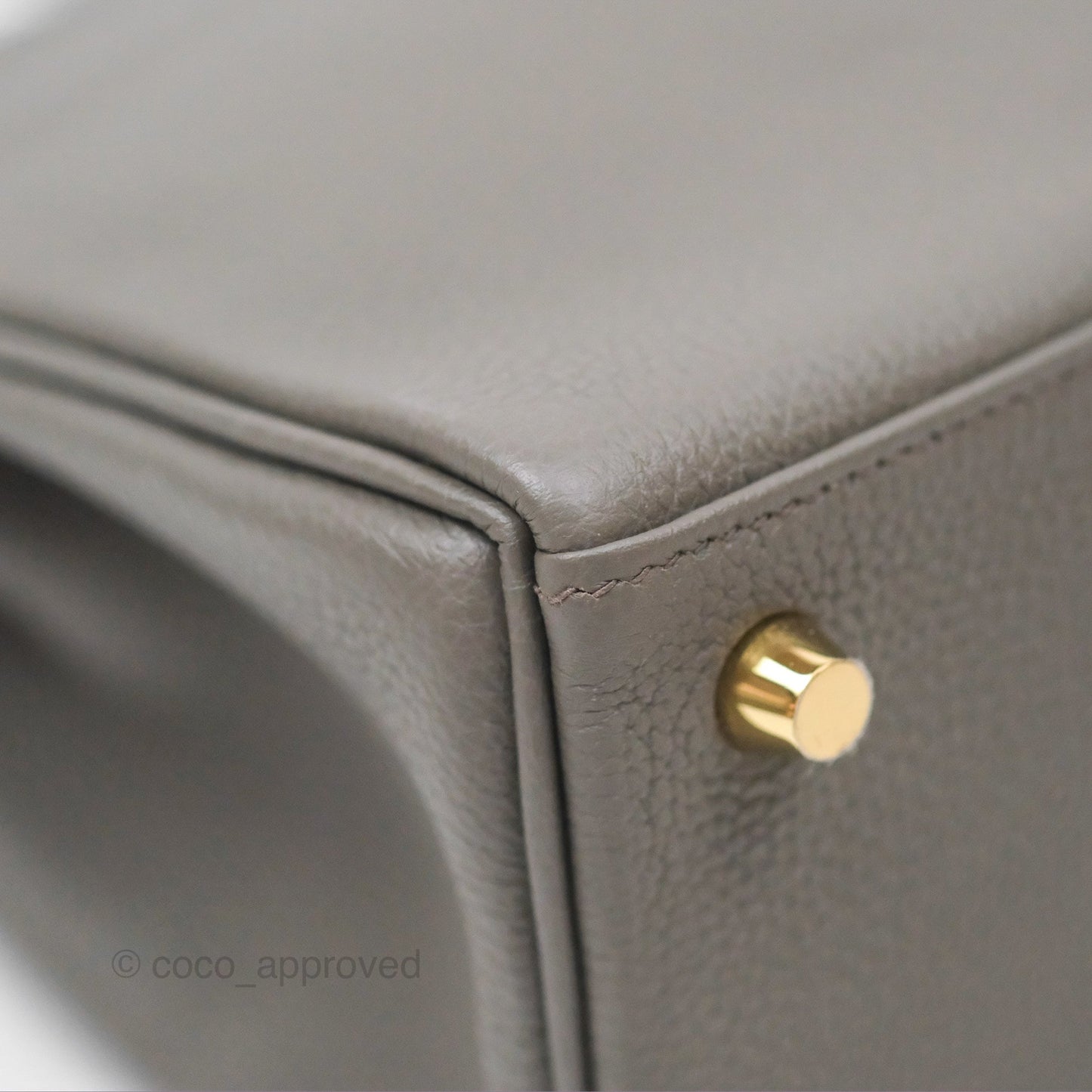 Hermès Kelly 25 Retourne Gris Etain 8F Togo Gold Hardware