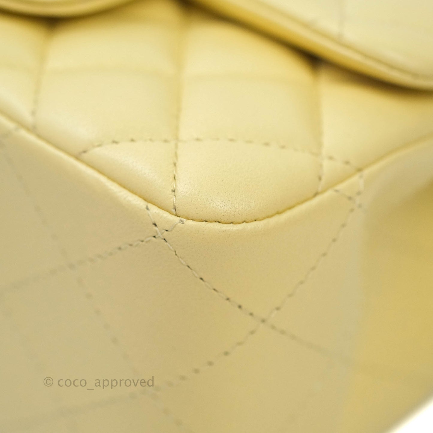 Chanel Mini Square Pale Yellow Lambskin Gold Hardware 21C