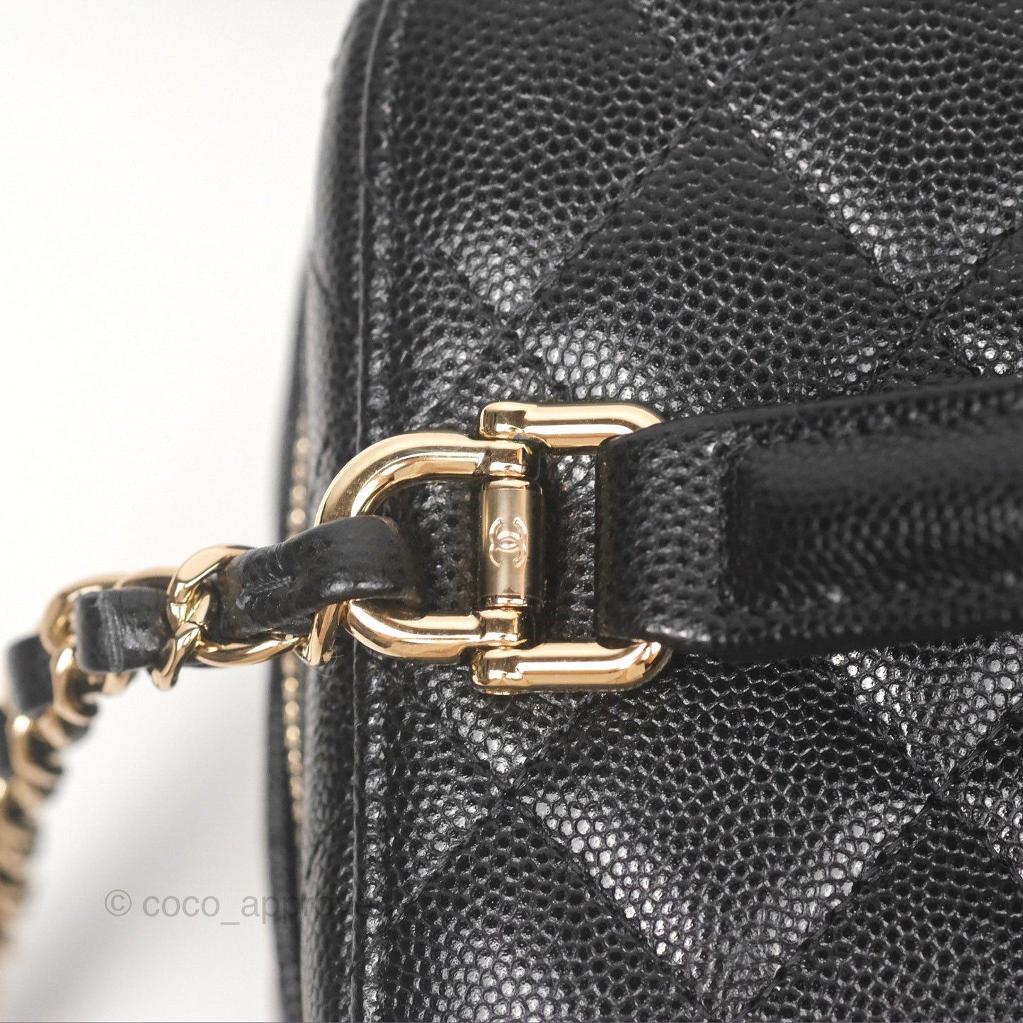 Chanel Quilted Top Handle Vanity Case Black Caviar Gold Hardware