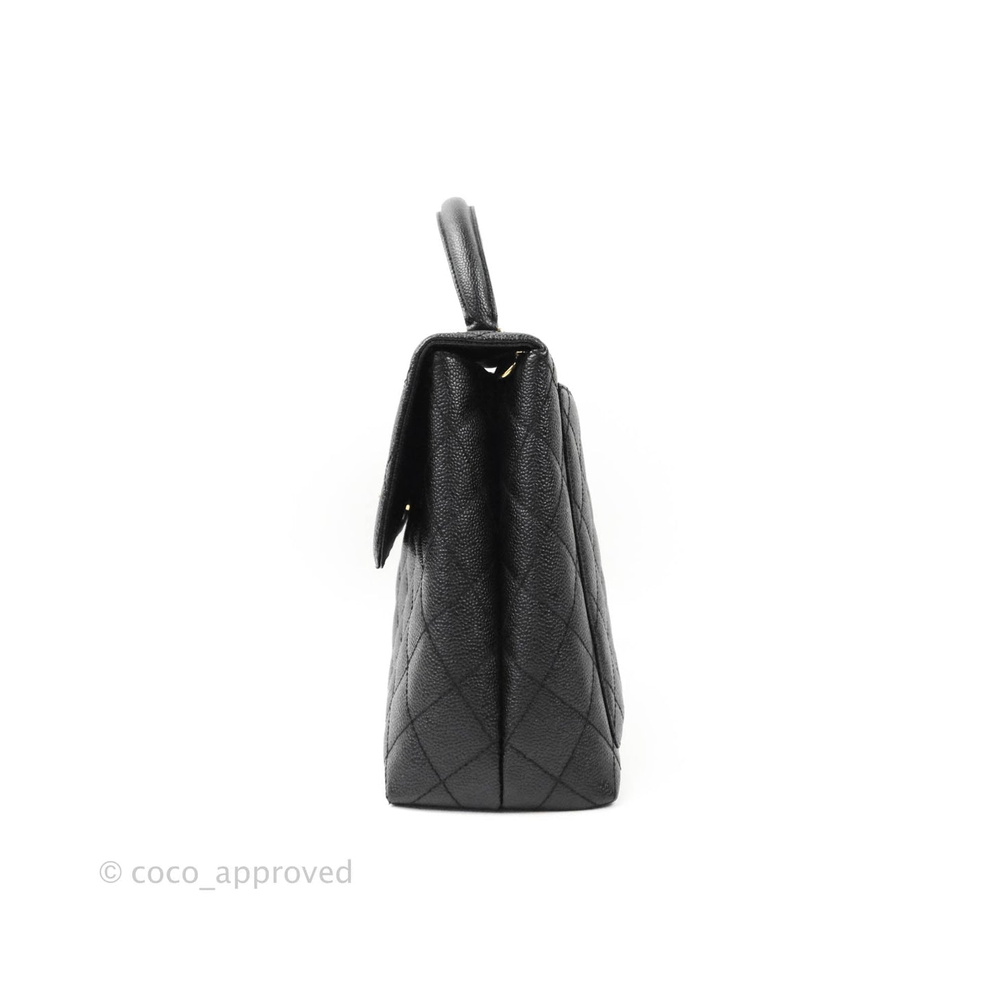 Chanel Kelly Quilted Flap Tote Black Caviar 24K Gold Hardware