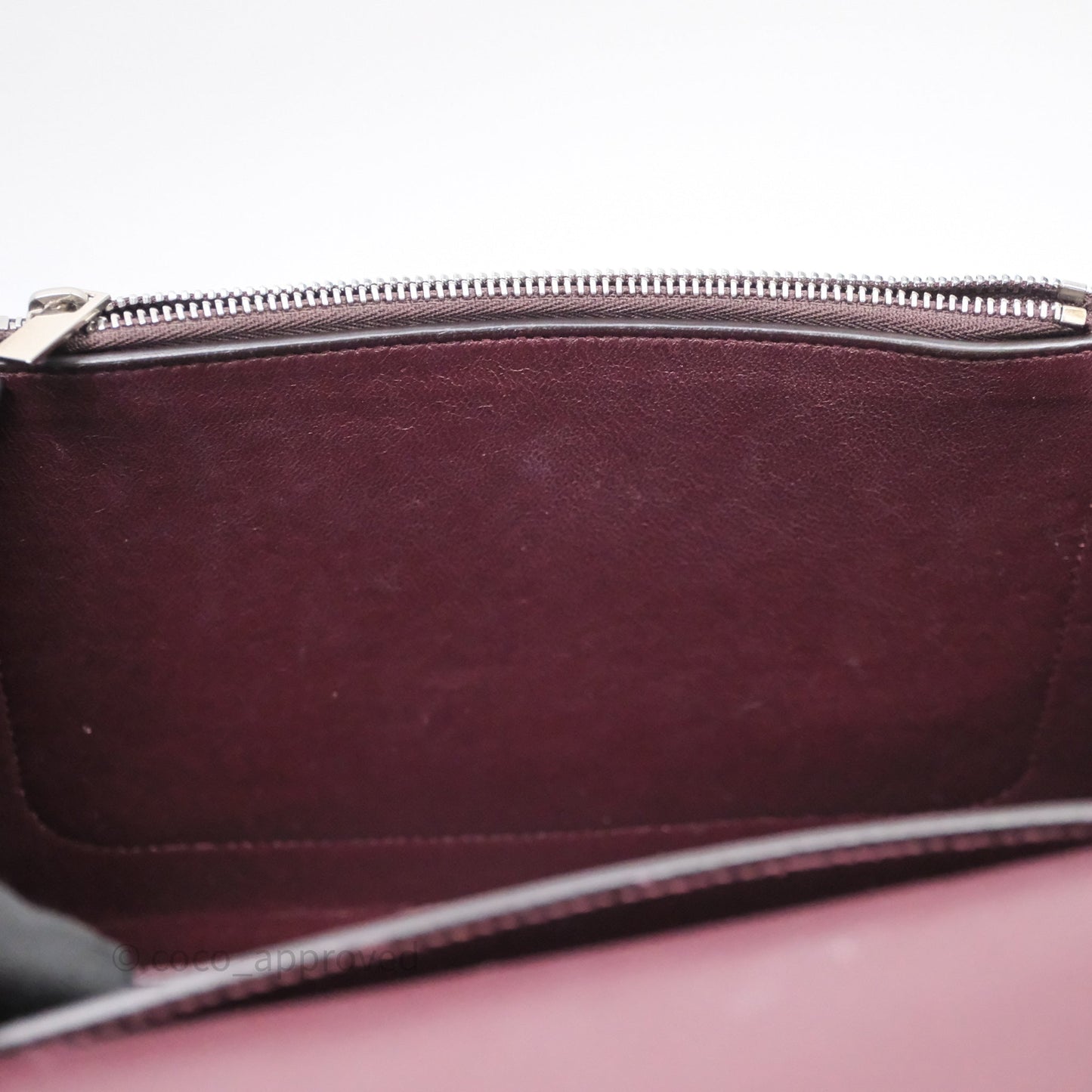 Celine Medium Frame Bag Burgundy / Pearl Blue Calfskin Silver Hardware