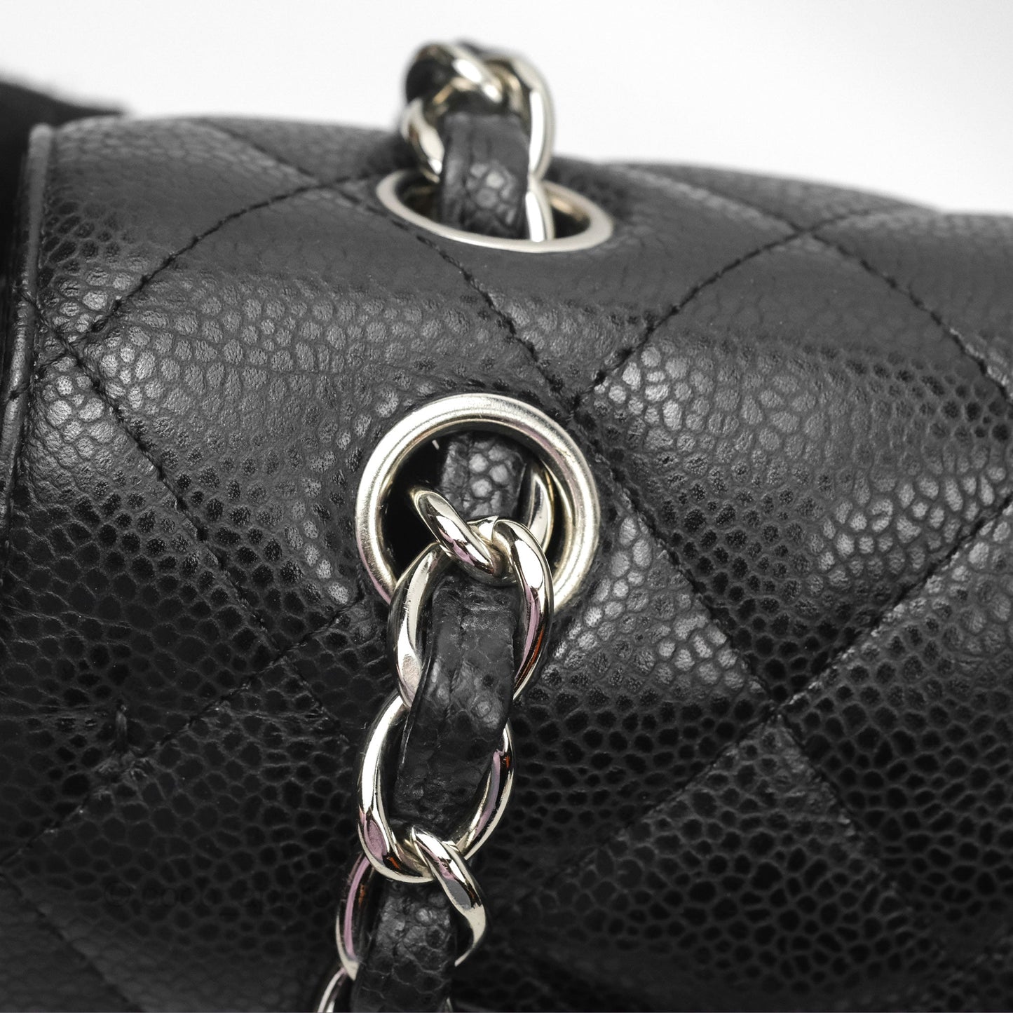 Chanel Quilted Maxi Single Flap Black Caviar Silver Hardware