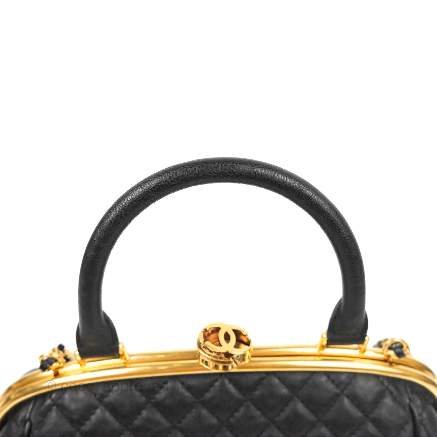 Chanel Paris Rome Colosseum Lock Bag Black Calfskin Antique Gold