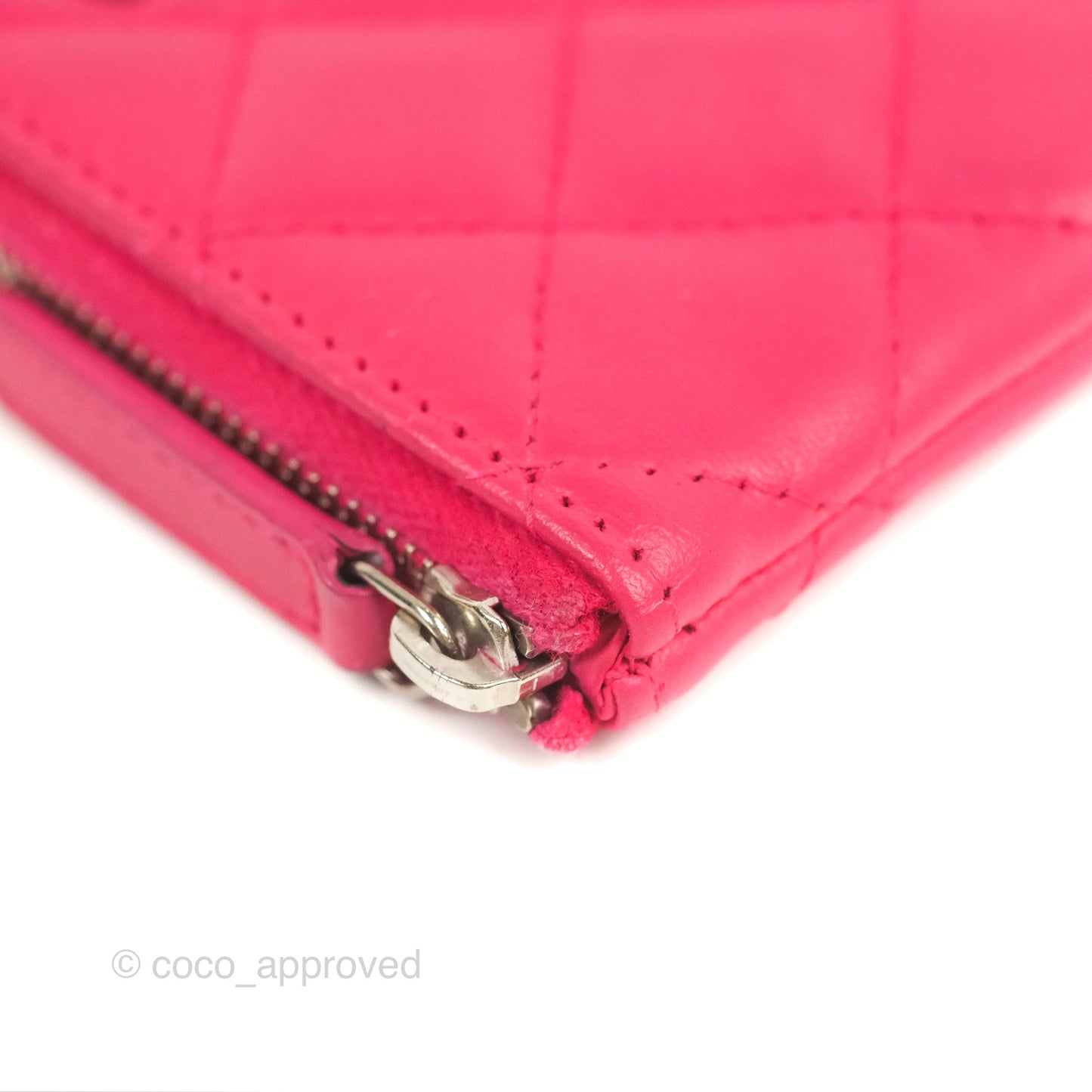 Chanel Quilted Mini O Case Pink Lambskin Silver Hardware