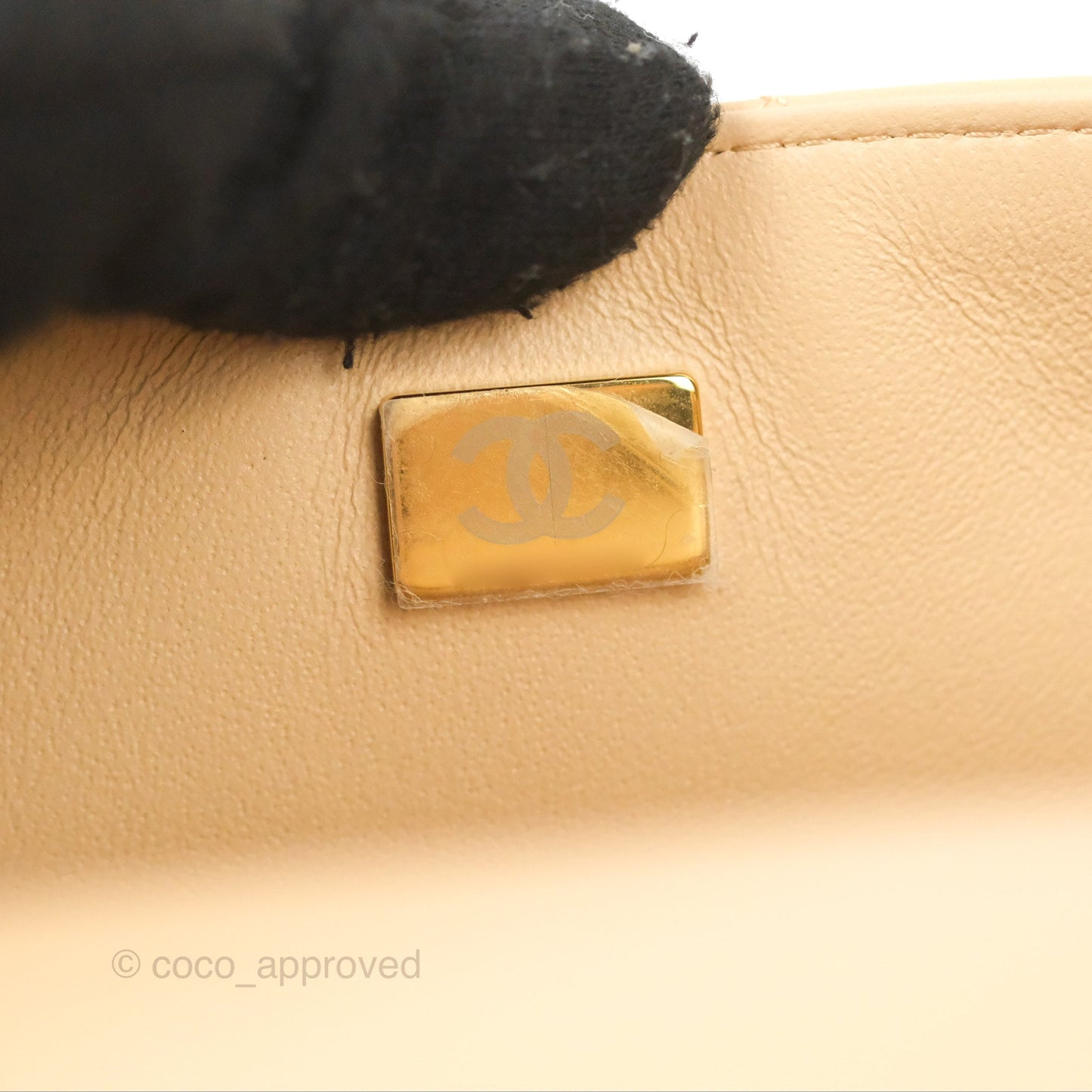 Chanel Quilted Mini Rectangular Flap Beige Lambskin Gold Hardware