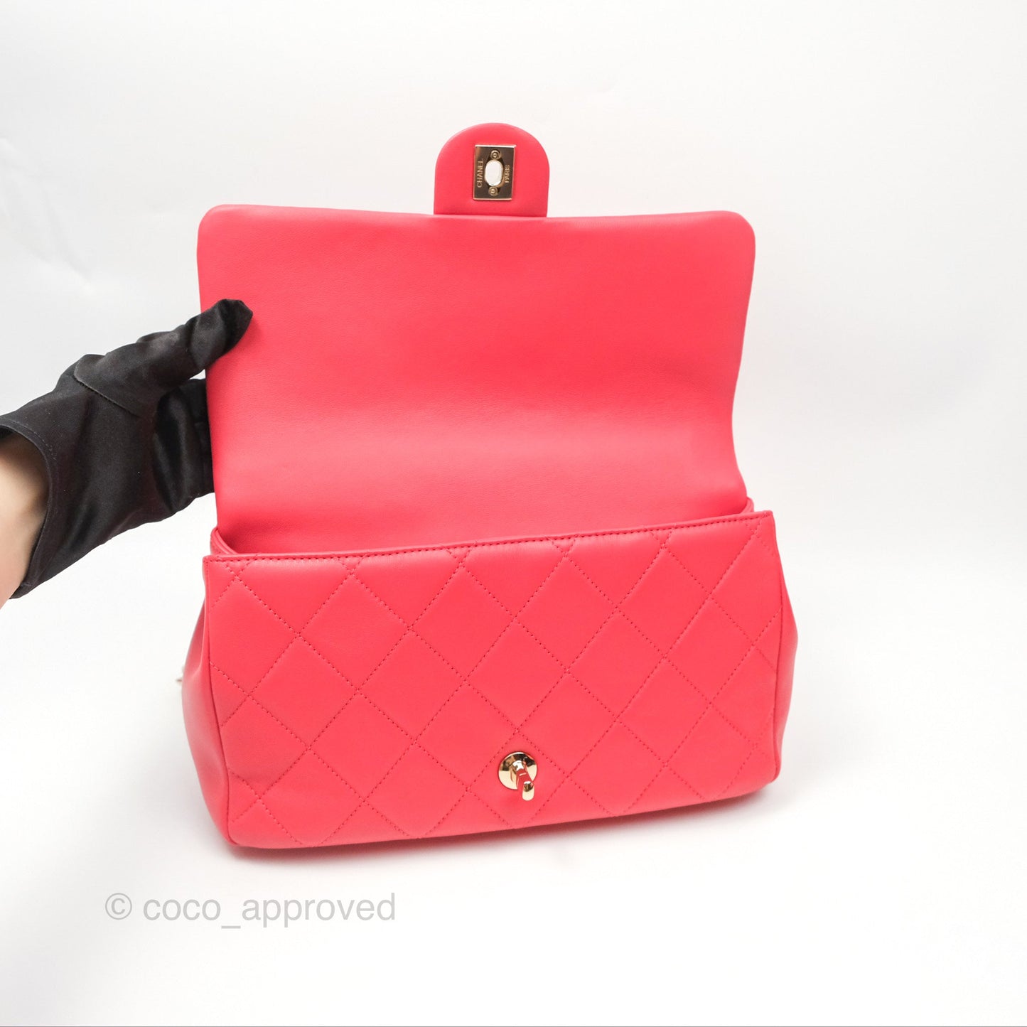 Chanel Quilted Resin Bi-Color Chain Flap Bag Dark Pink Lambskin