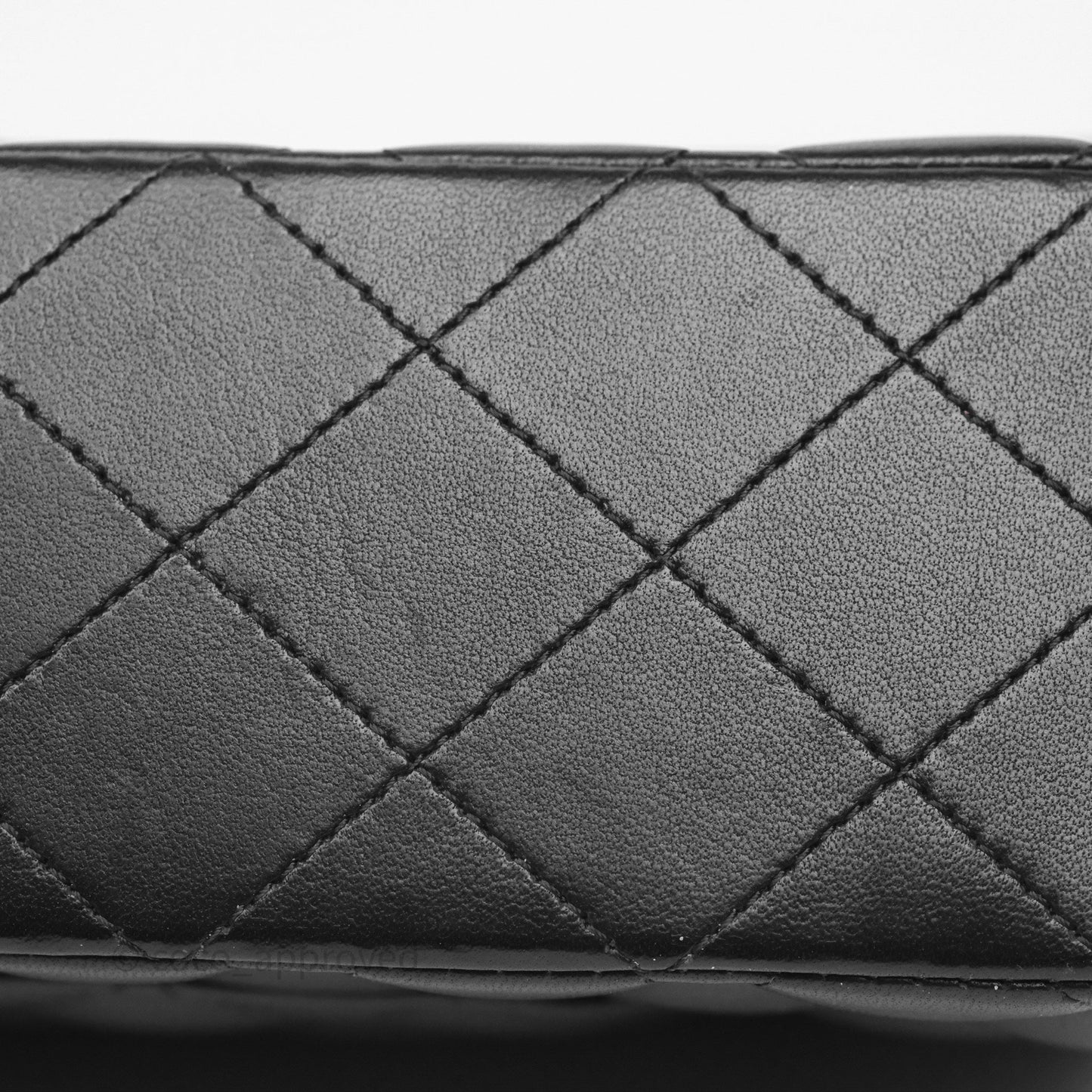 Chanel Classic M/L Medium Flap Quilted Black Lambskin Silver Hardware