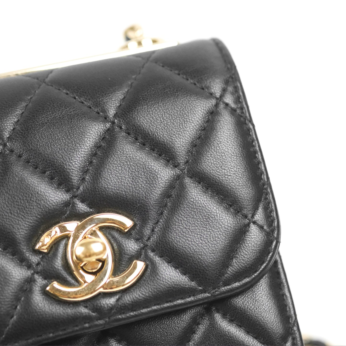 Chanel Mini Quilted Trendy CC Clutch With Chain Black Lambskin Gold Hardware