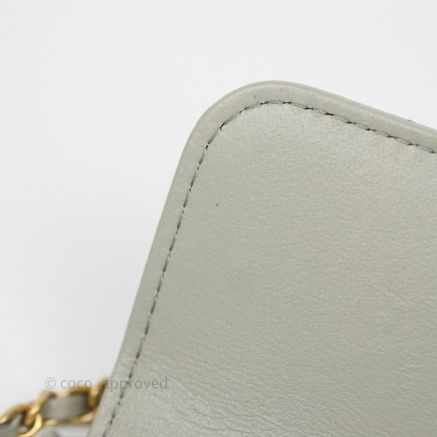 Chanel Pearl Crush Mini Clutch Belt Bag Grey Lambskin Aged Gold Hardware