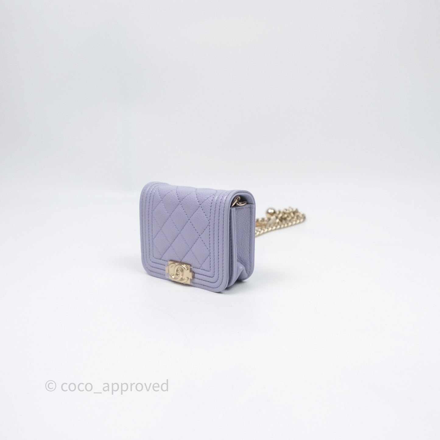 Chanel Quilted Boy Belt Bag Purple Caviar Gold Hardware