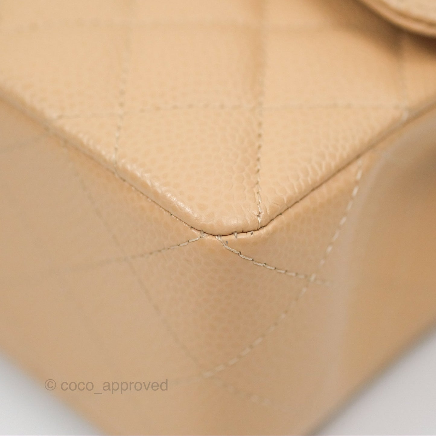 Chanel Small Quilted Classic Flap Beige Caviar Gold Hardware